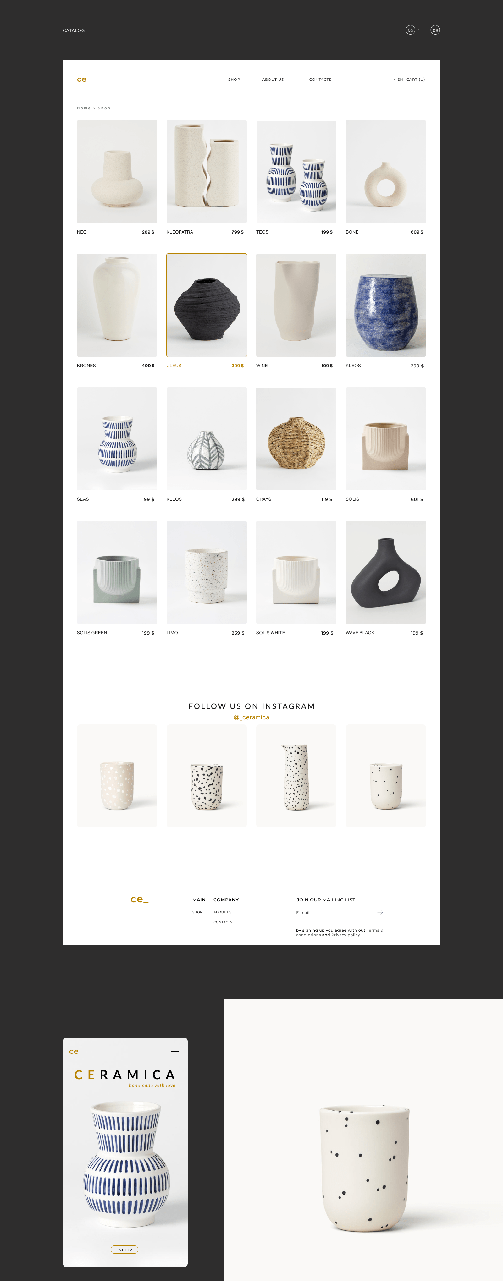 CERAMICA web site - UI/UX design — Изображение №5 — Интерфейсы на Dprofile