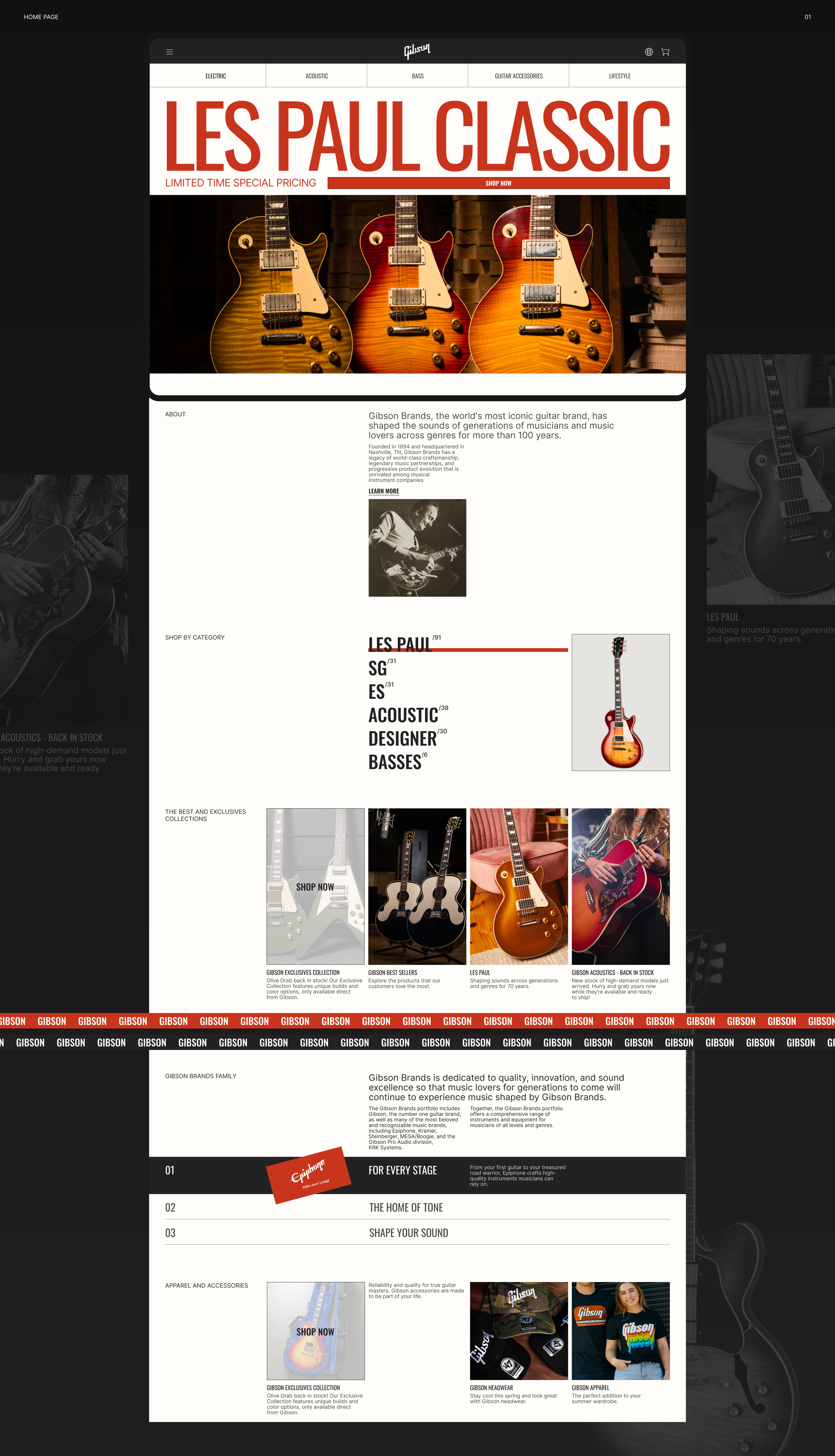 Gibson | E-commerce website redisign — Изображение №3 — Интерфейсы, Брендинг на Dprofile