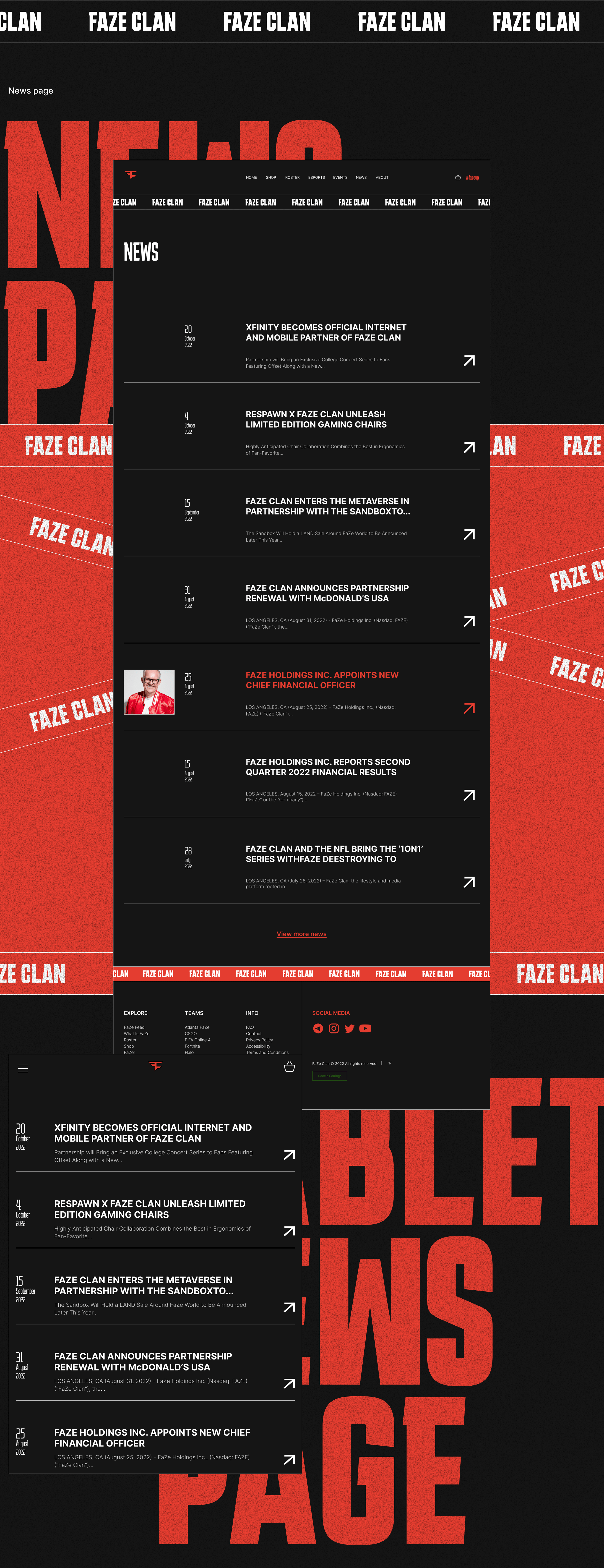 Faze clan website redesign — Изображение №9 — Интерфейсы, Графика на Dprofile