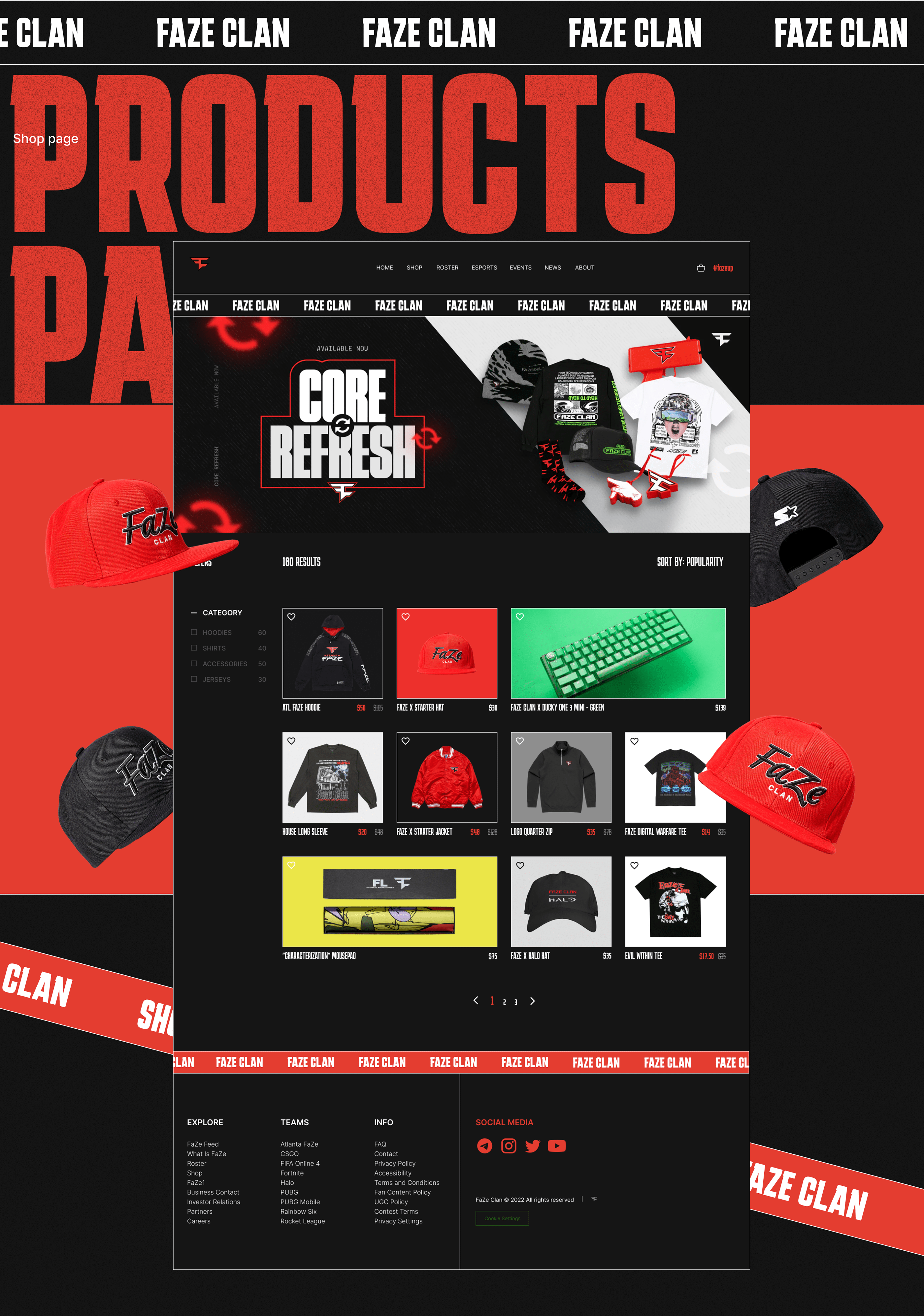 Faze clan website redesign — Изображение №6 — Интерфейсы, Графика на Dprofile