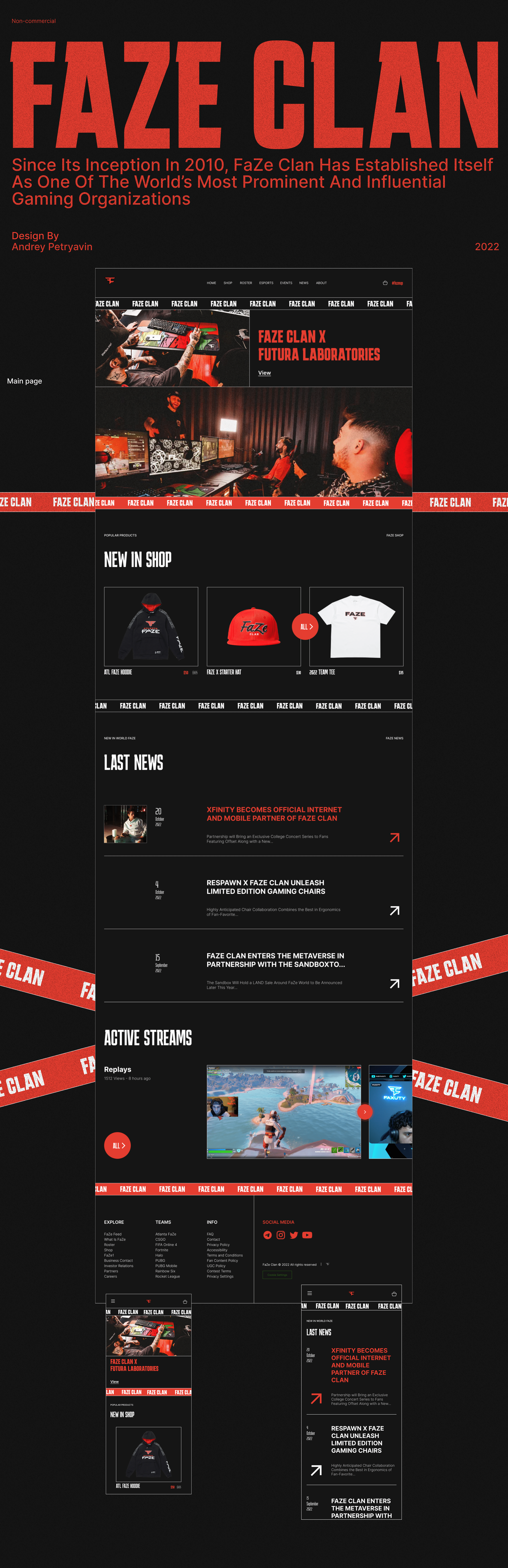 Faze clan website redesign — Изображение №2 — Интерфейсы, Графика на Dprofile