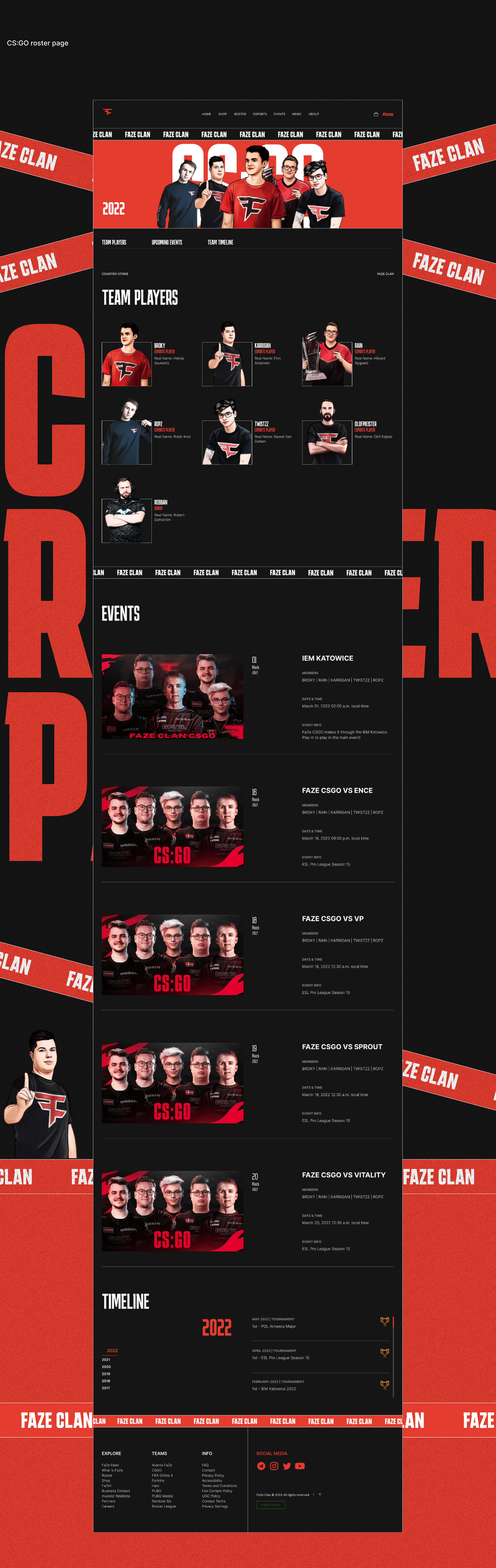Faze clan website redesign — Изображение №15 — Интерфейсы, Графика на Dprofile