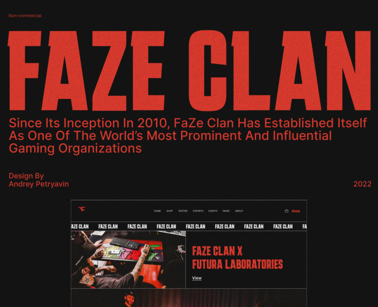 Faze clan website redesign — Интерфейсы, Графика на Dprofile