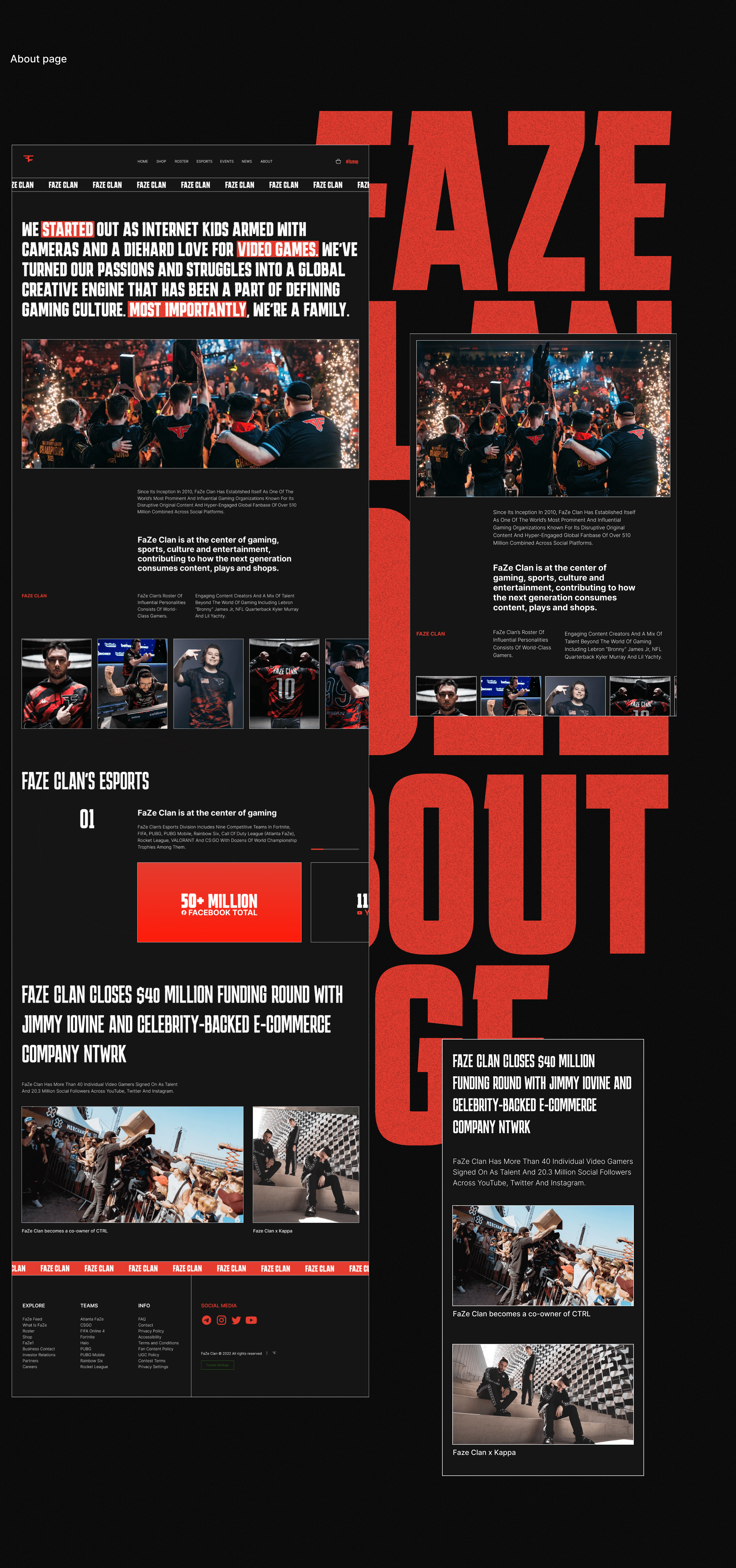 Faze clan website redesign — Изображение №5 — Интерфейсы, Графика на Dprofile