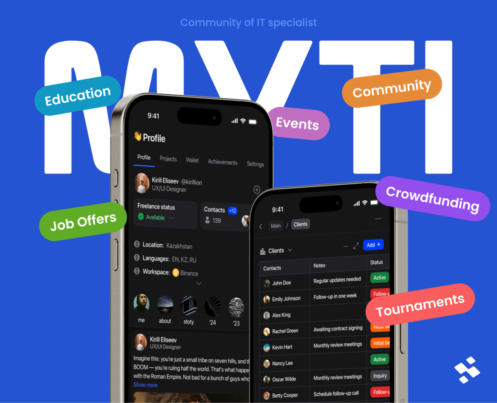 MYTI | Community IT Specialist's | UX/UI Mobile App — Интерфейсы, Графика на Dprofile