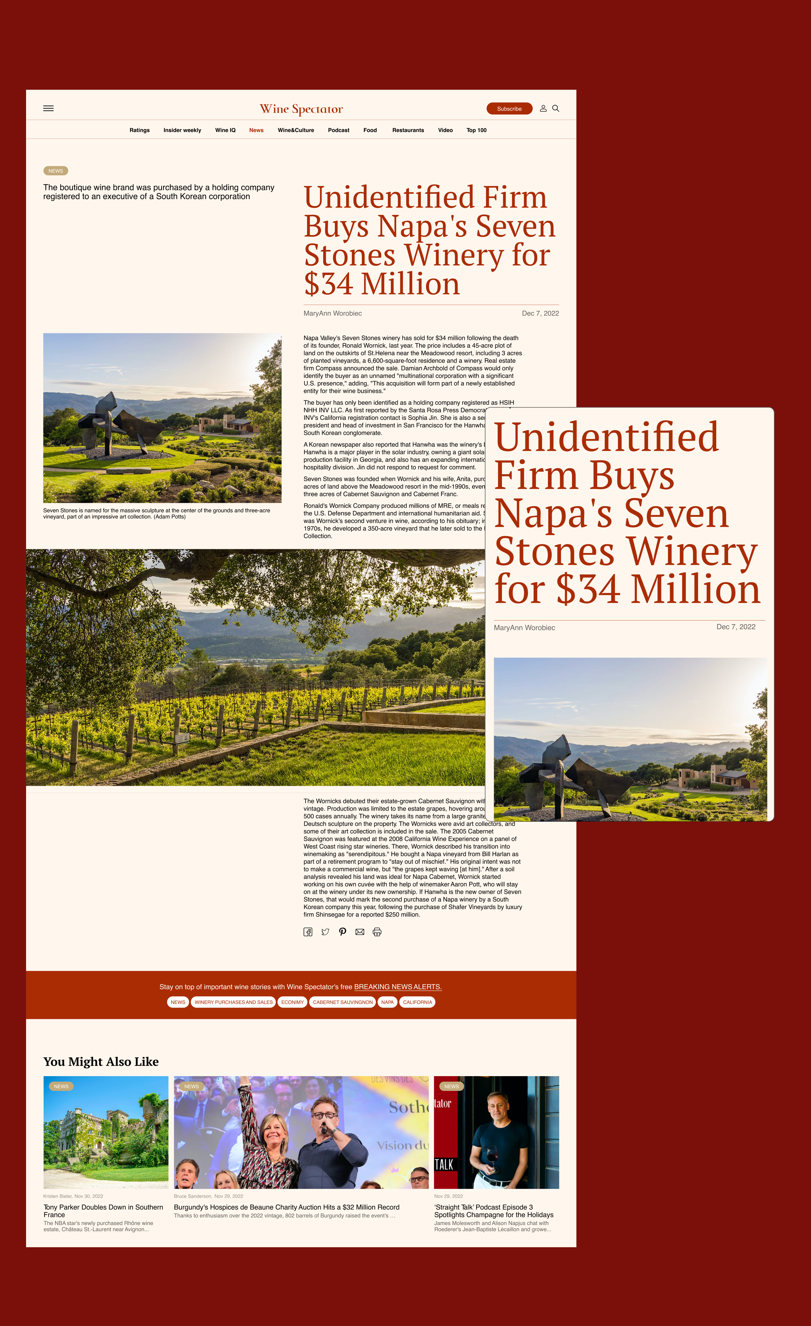 Wine Spectator - Redesign concept | News website — Изображение №7 — Интерфейсы на Dprofile