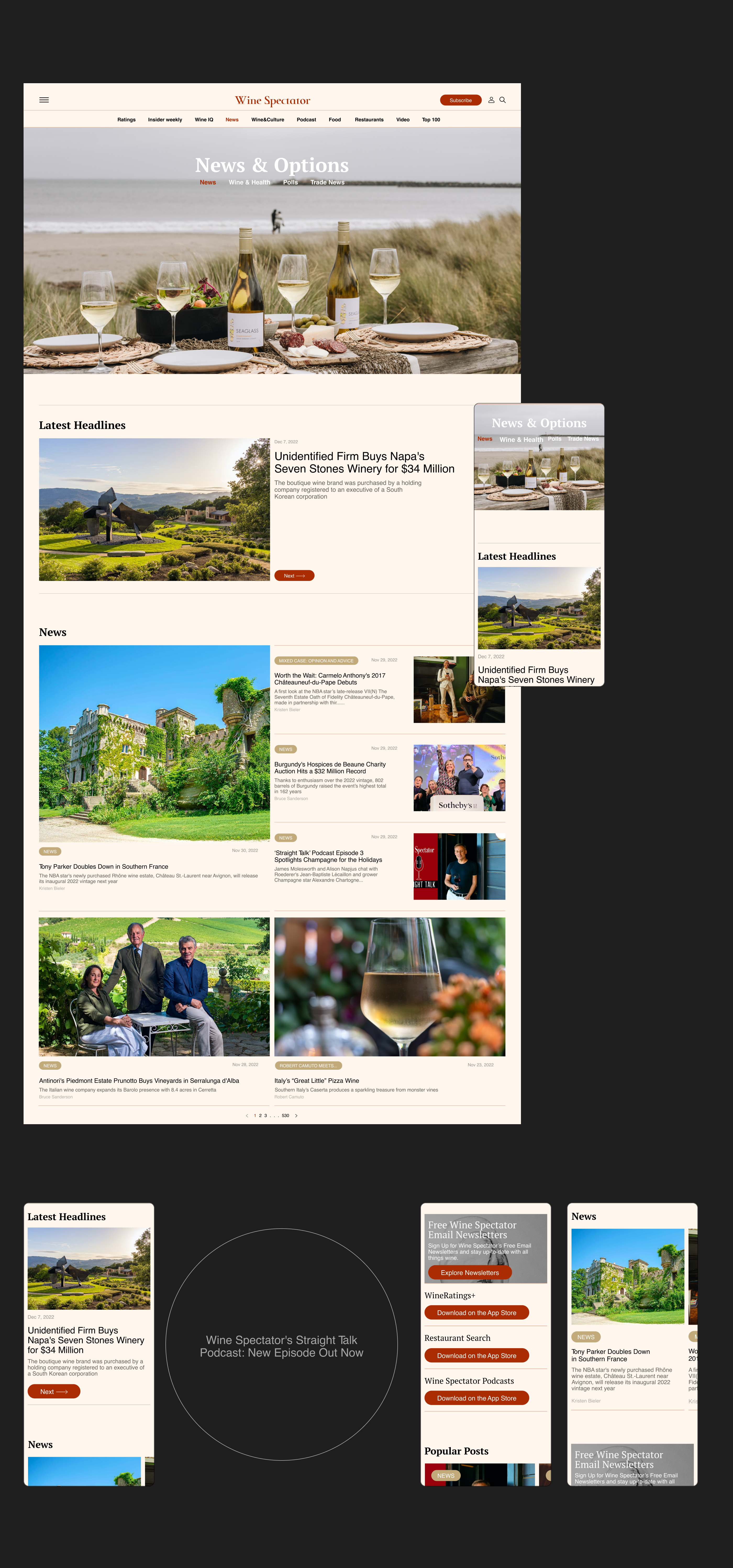 Wine Spectator - Redesign concept | News website — Изображение №5 — Интерфейсы на Dprofile
