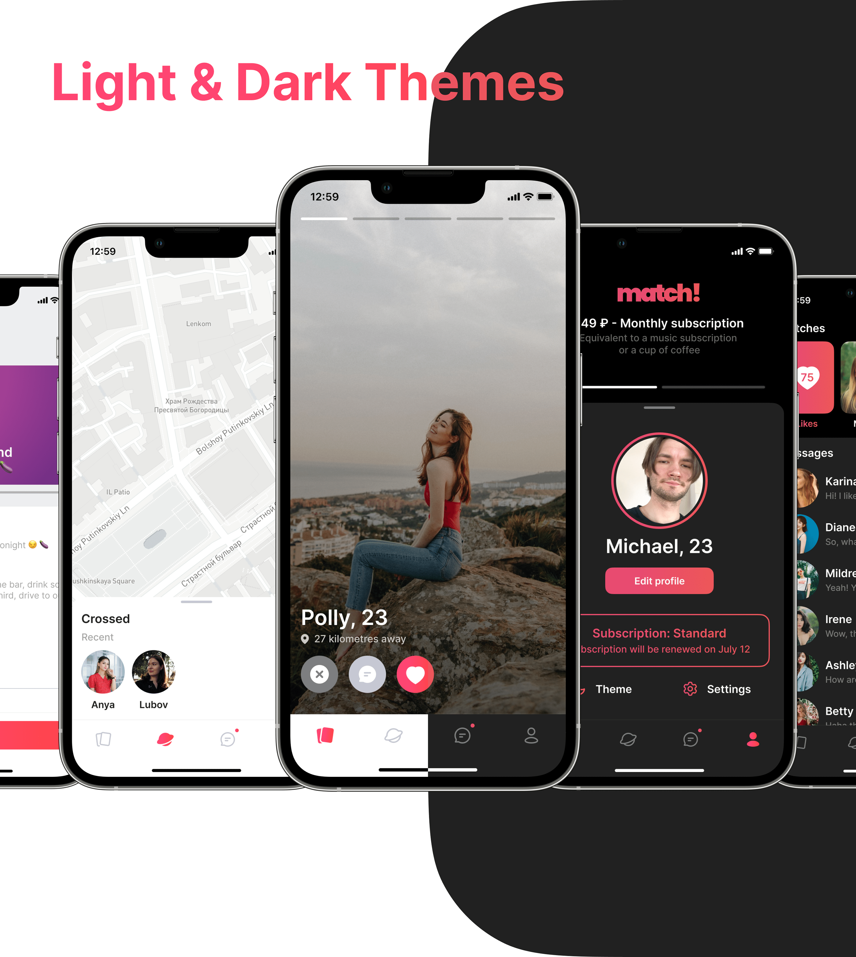 Match! - Dating App Concept — Изображение №4 — Интерфейсы, Брендинг на Dprofile