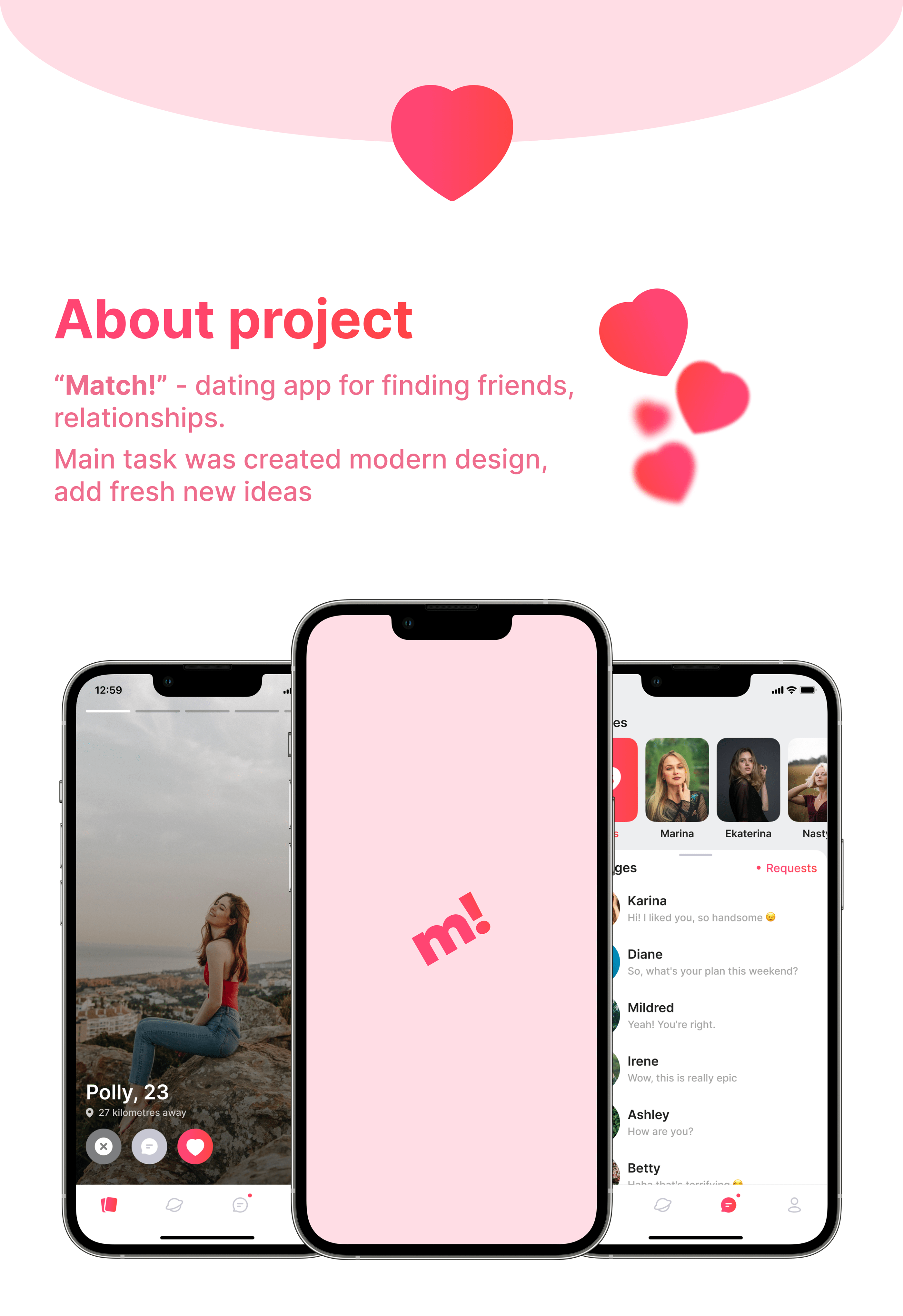 Match! - Dating App Concept — Изображение №2 — Интерфейсы, Брендинг на Dprofile