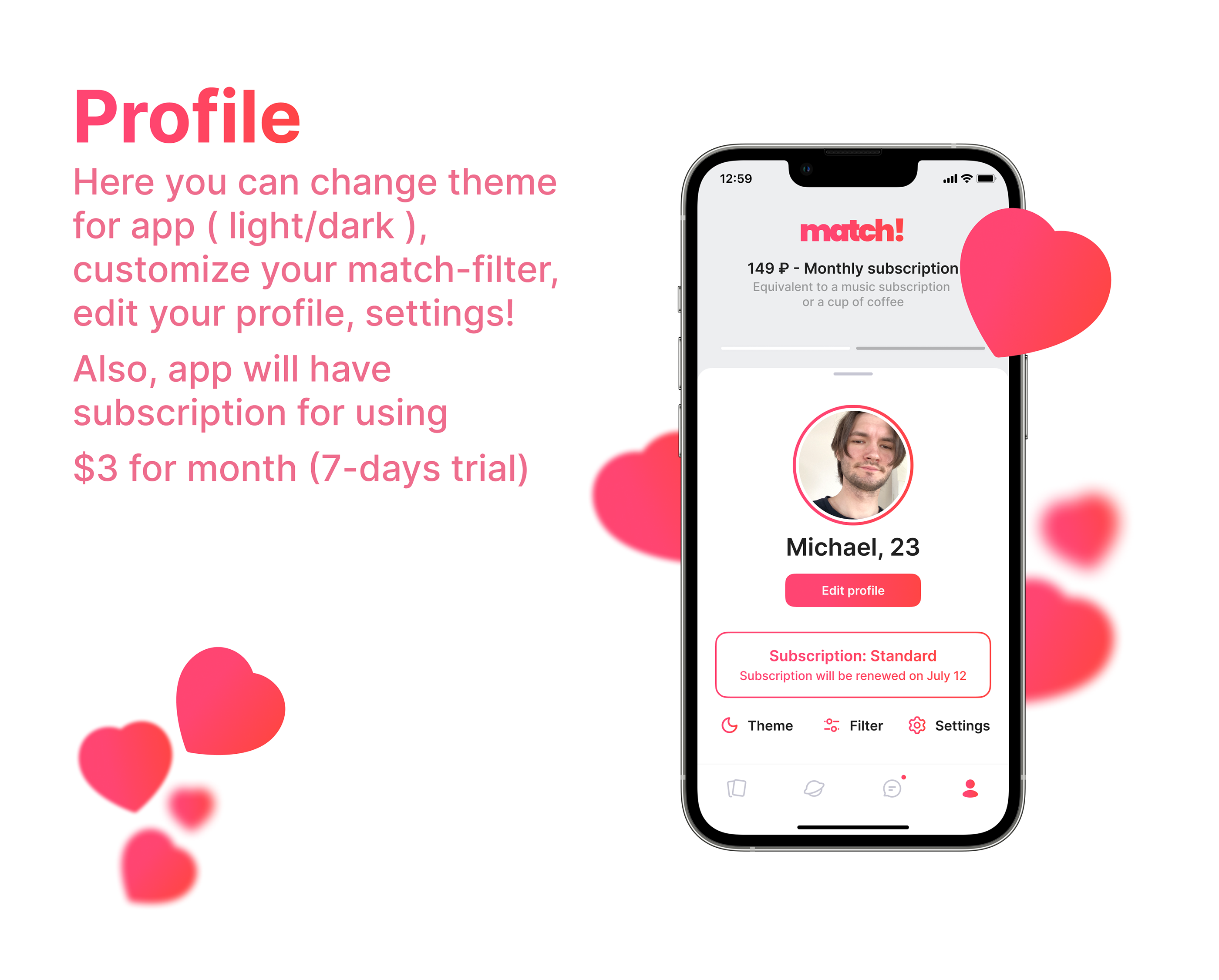Match! - Dating App Concept — Изображение №8 — Интерфейсы, Брендинг на Dprofile