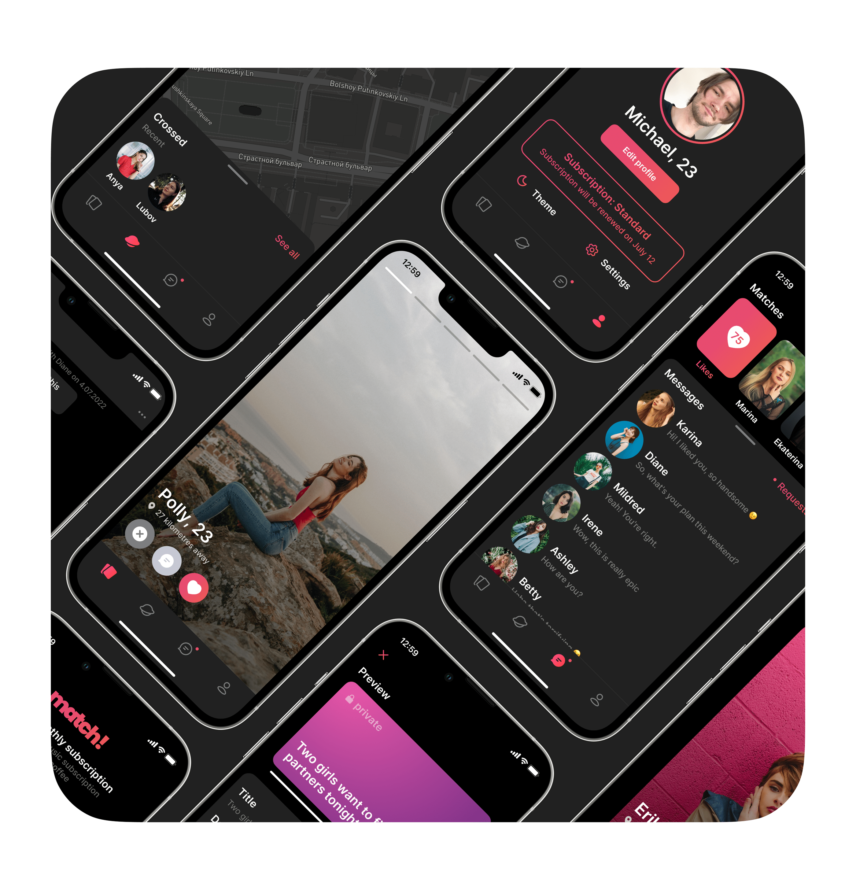 Match! - Dating App Concept — Изображение №9 — Интерфейсы, Брендинг на Dprofile