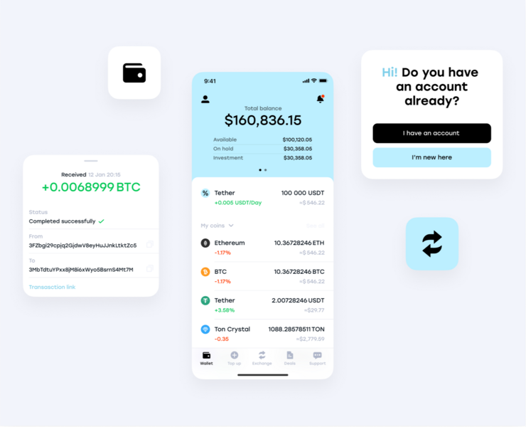 Приложение безопасного кошелька для необанка — Интерфейсы на Dprofile