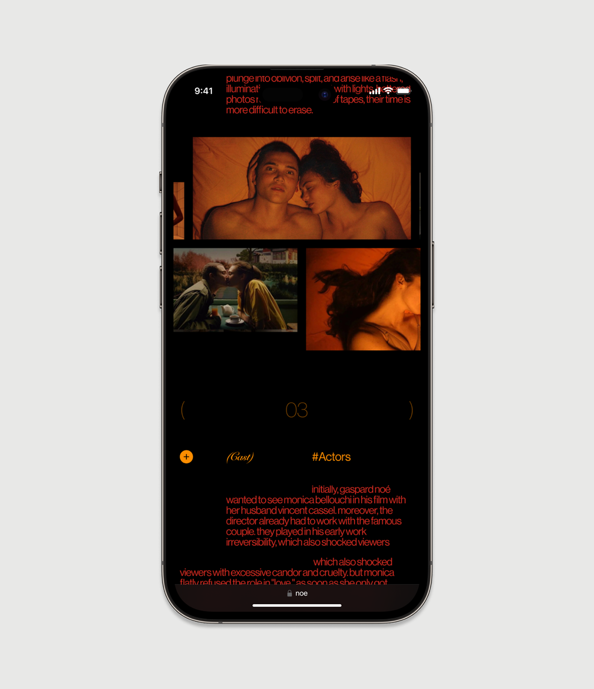 Gaspar Noe - website — Изображение №7 — Интерфейсы, Анимация на Dprofile