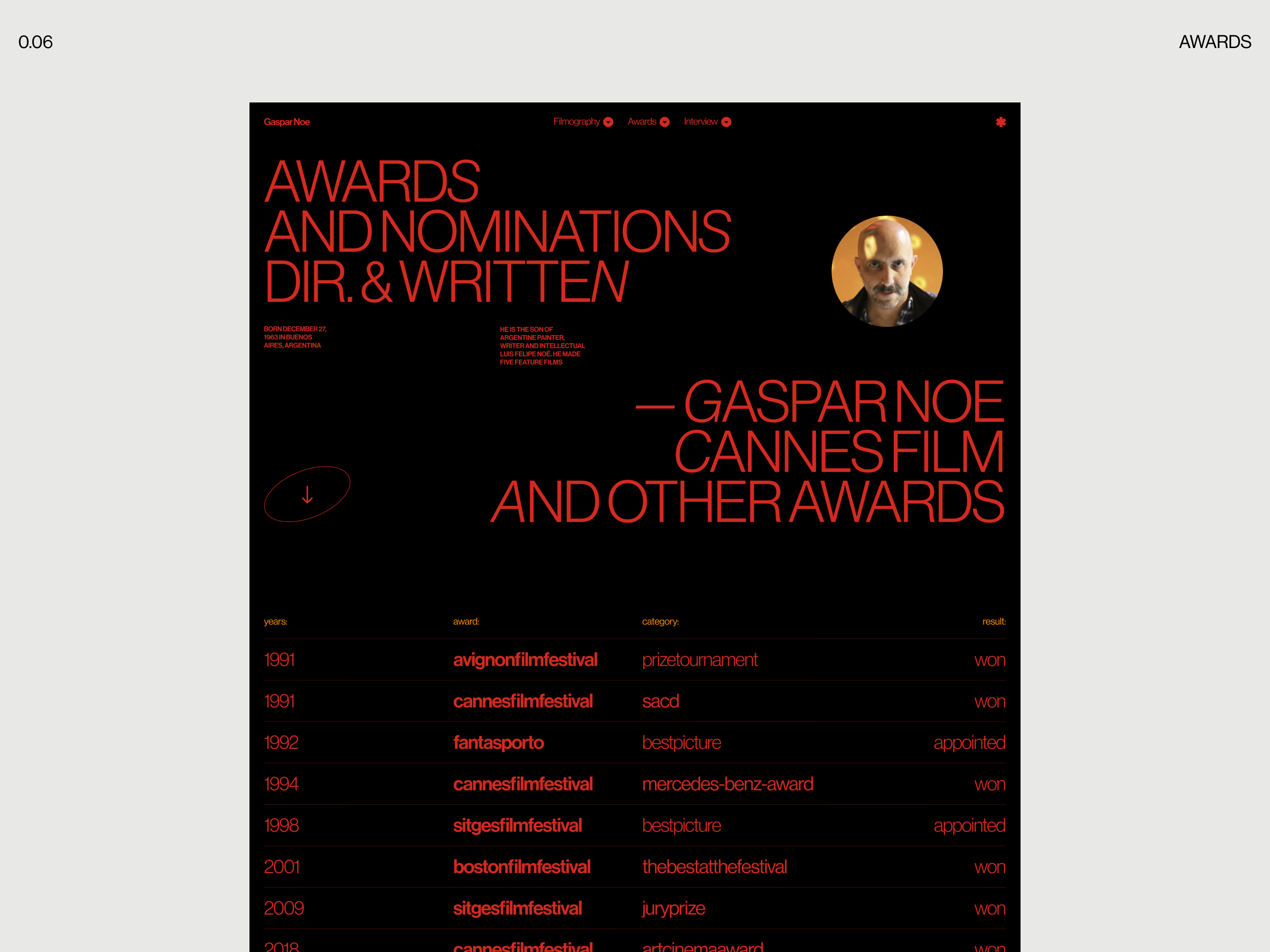 Gaspar Noe - website — Изображение №19 — Интерфейсы, Анимация на Dprofile