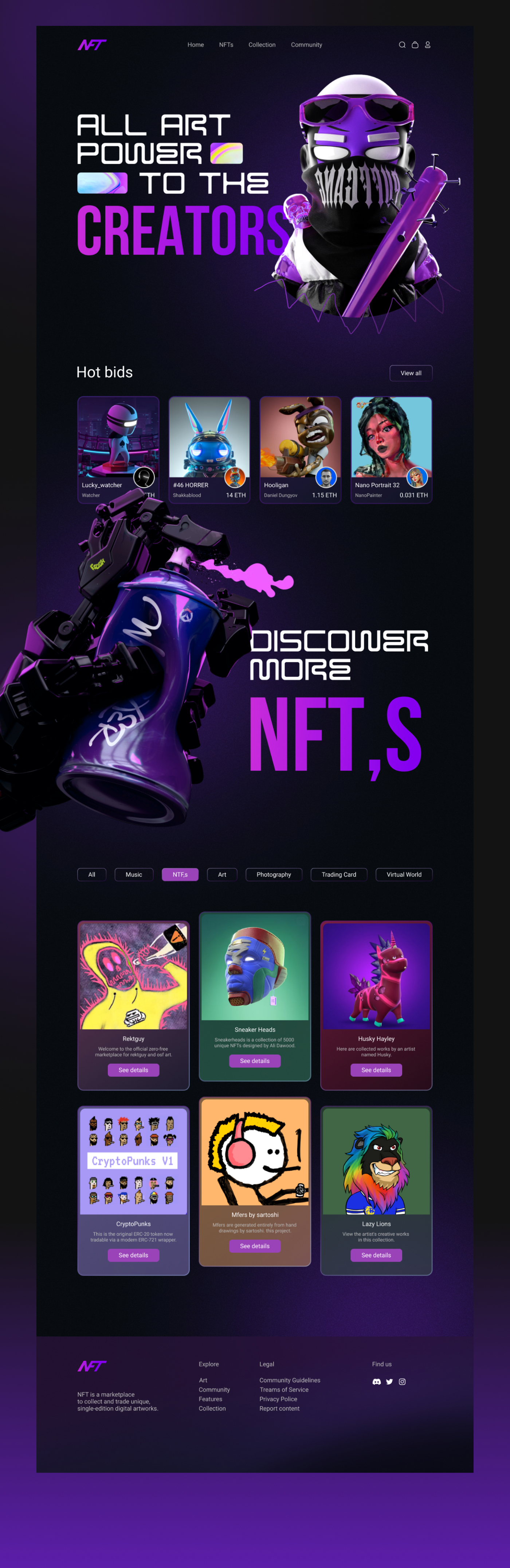 Case - NFT Landing Concept + Nike Air Force Volt Banner — Изображение №7 — Интерфейсы на Dprofile