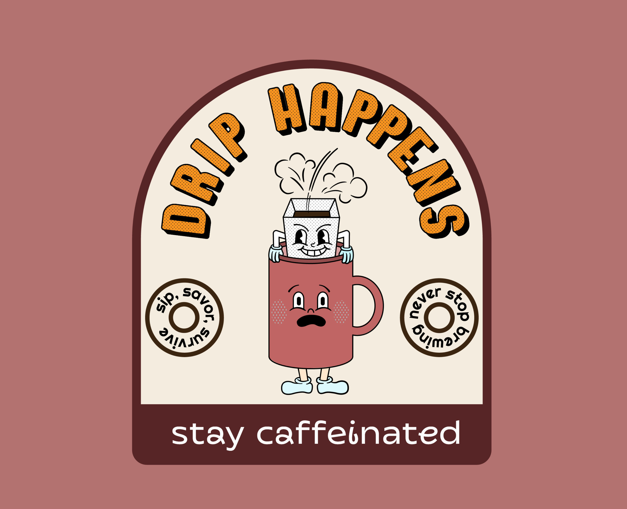 Drip happens | Персонаж для кофейного бренда — Брендинг, Иллюстрация на Dprofile