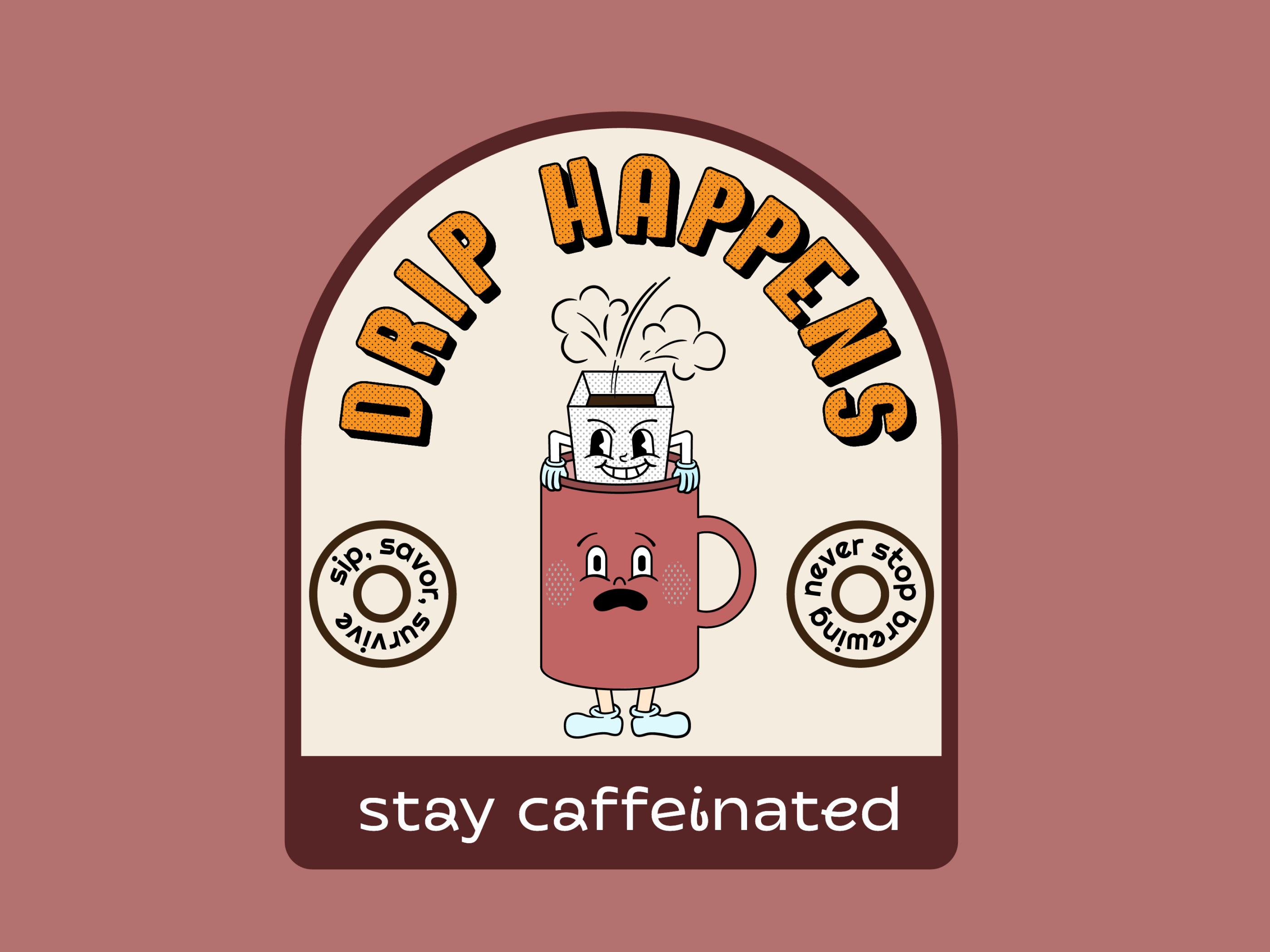 Drip happens | Персонаж для кофейного бренда — Изображение №1 — Брендинг, Иллюстрация на Dprofile