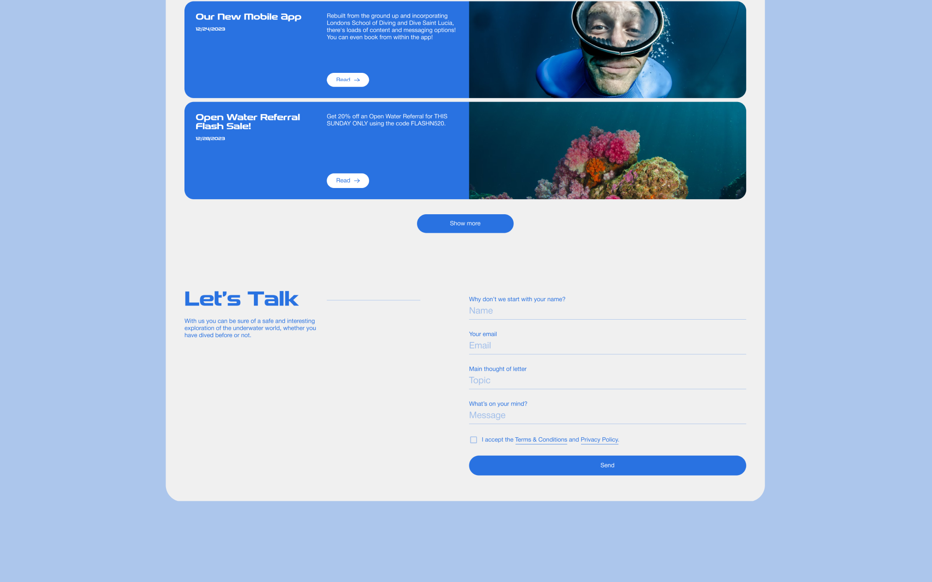 London School Of Diving |Redesign — Изображение №14 — Интерфейсы, Анимация на Dprofile
