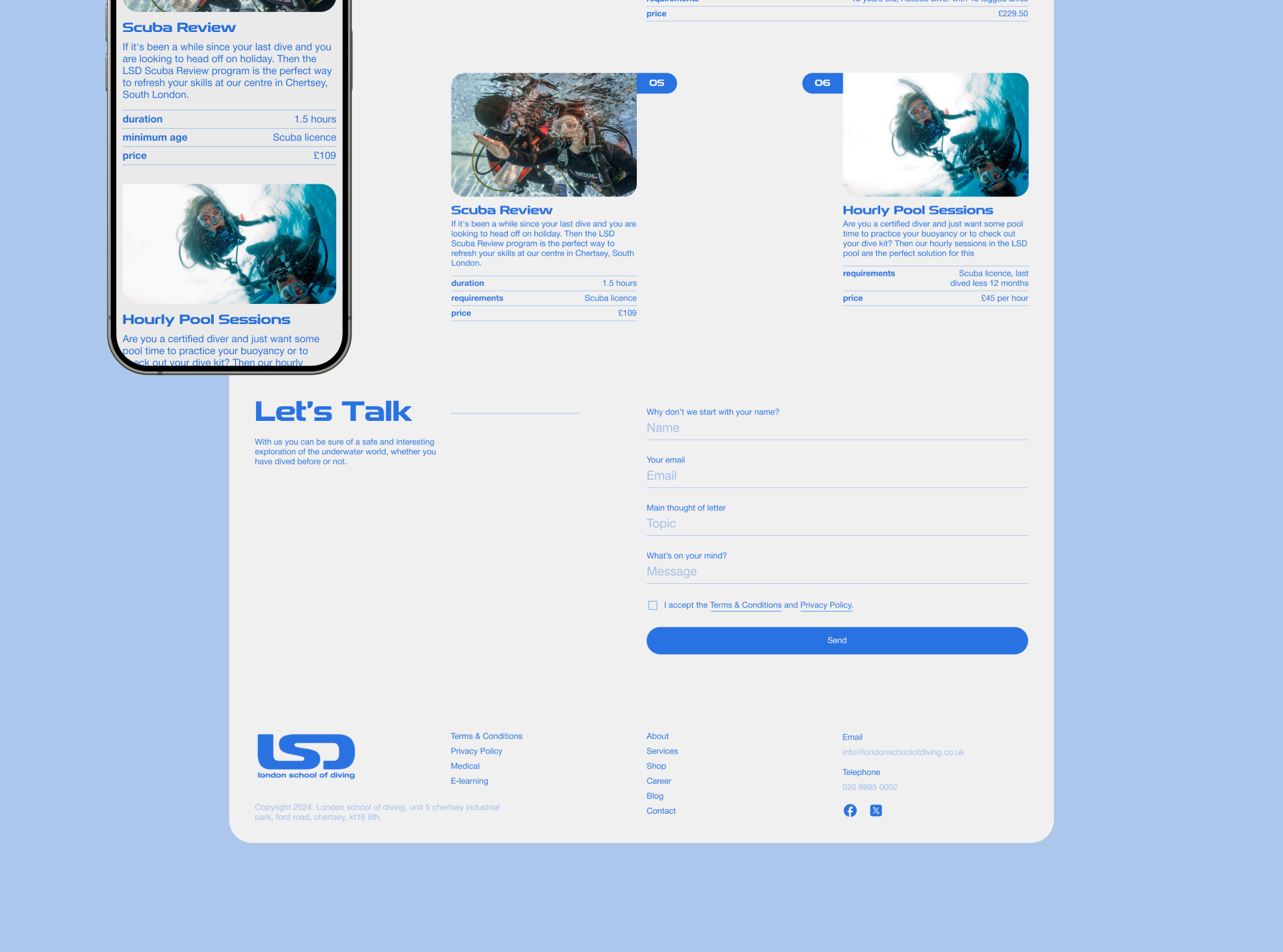 London School Of Diving |Redesign — Изображение №5 — Интерфейсы, Анимация на Dprofile