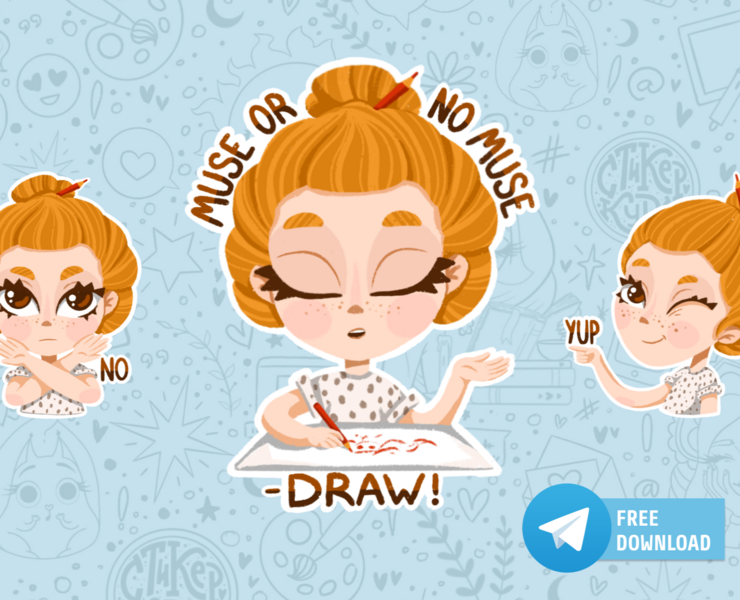 Stickers for Telegrem "A'm Artist" | Illustration — Брендинг, Иллюстрация, Анимация на Dprofile