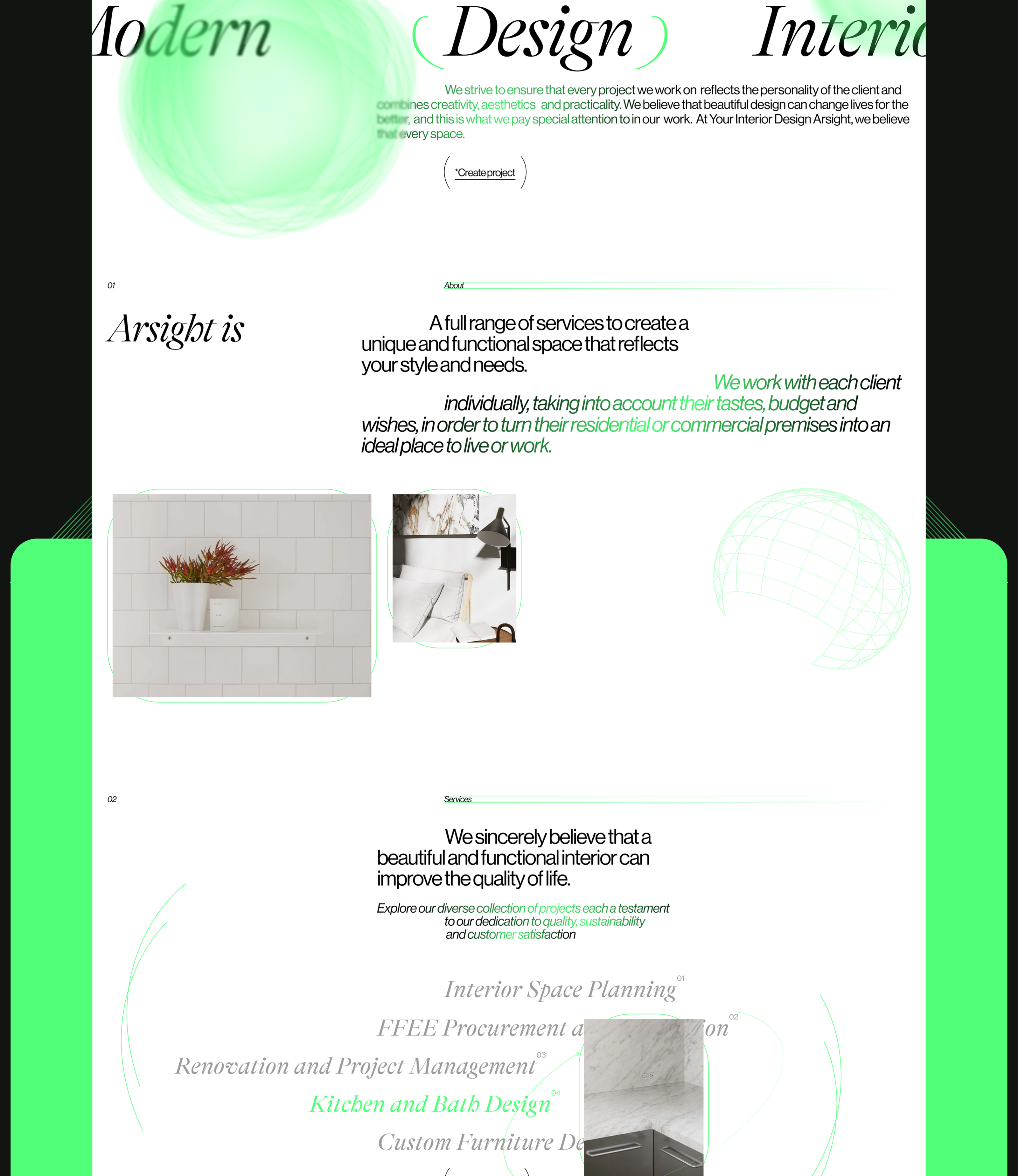 Arsight - Modern Interior Design / Landing Page. — Изображение №2 — Интерфейсы, Брендинг на Dprofile