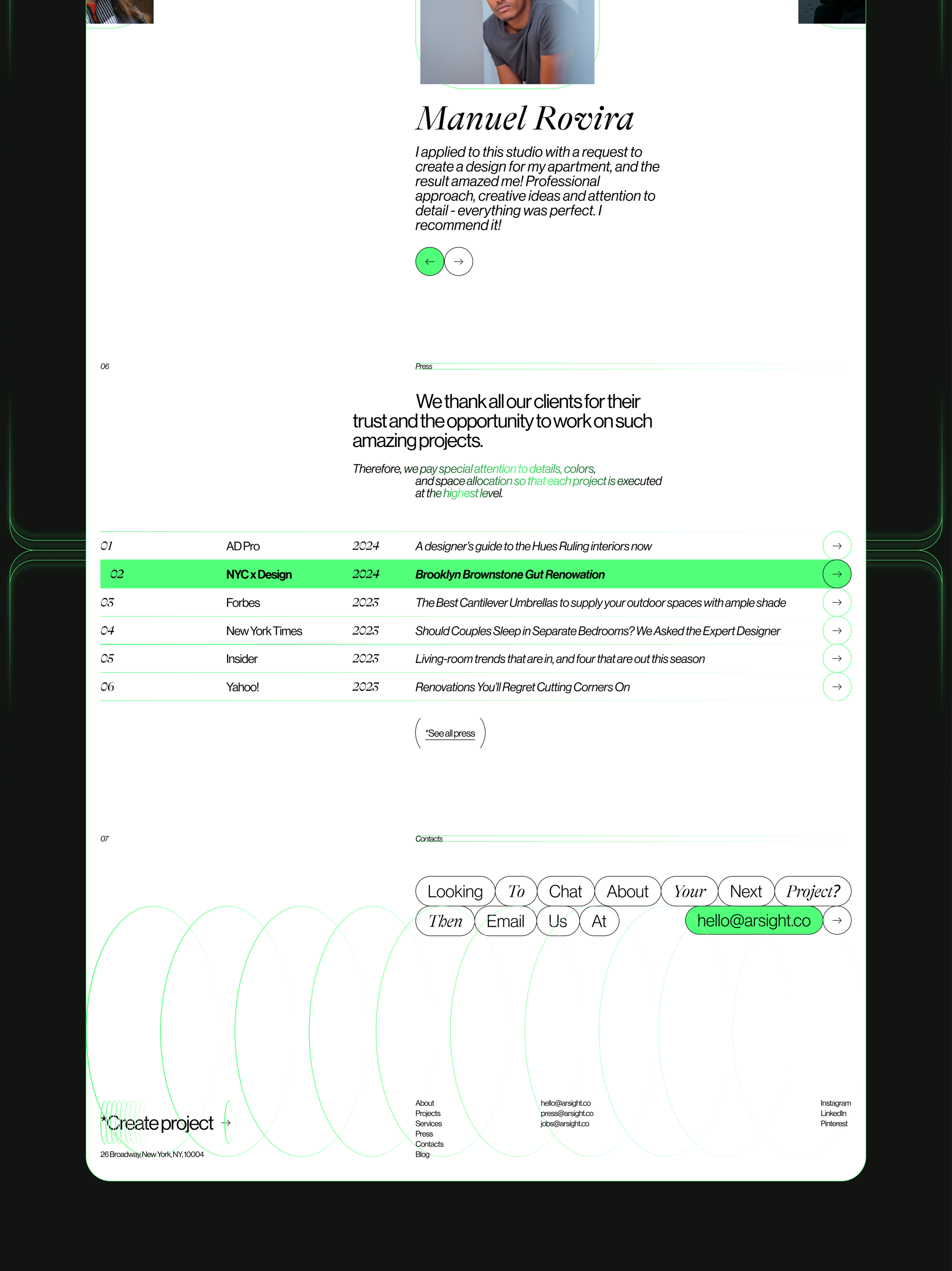 Arsight - Modern Interior Design / Landing Page. — Изображение №5 — Интерфейсы, Брендинг на Dprofile