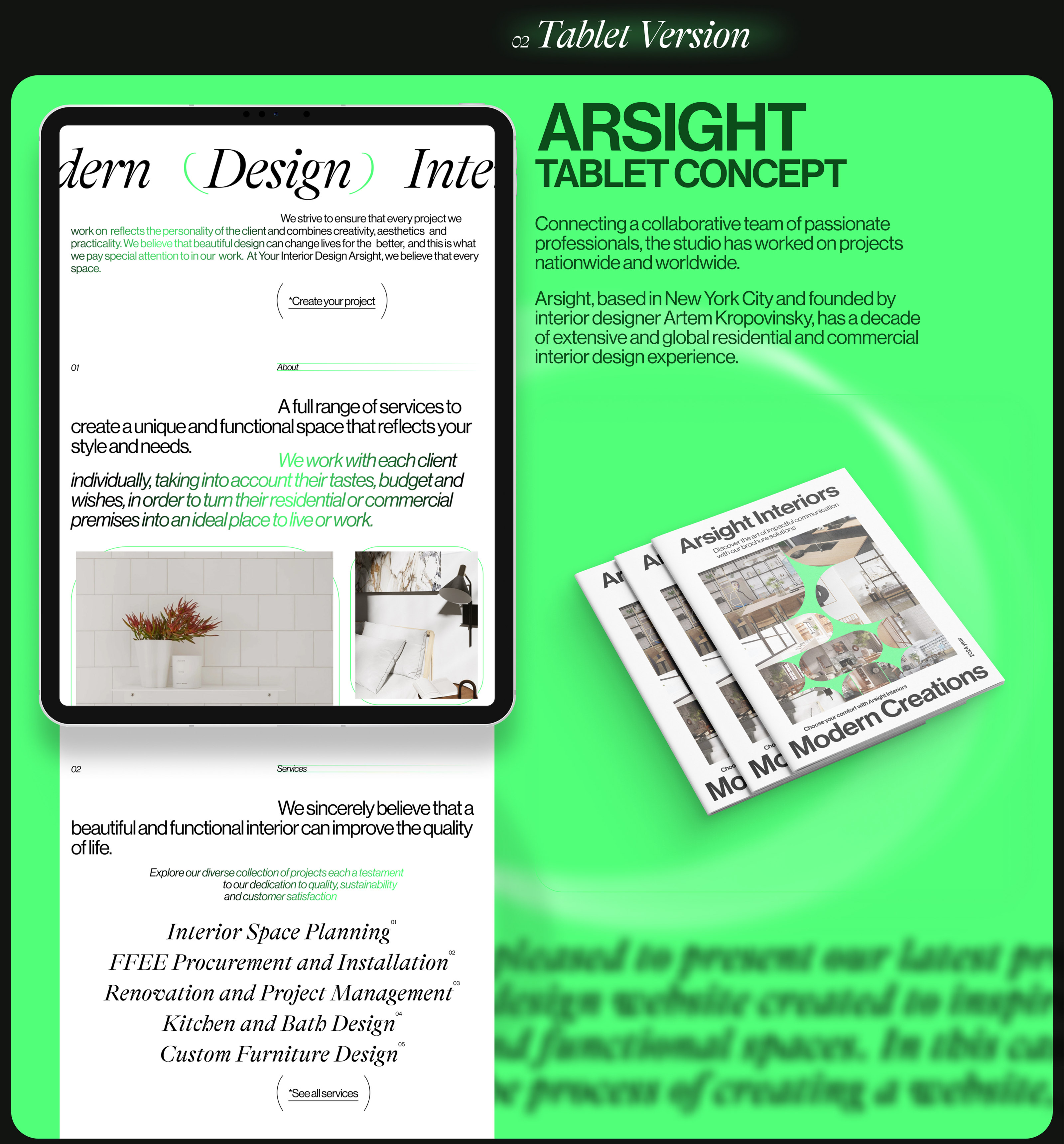 Arsight - Modern Interior Design / Landing Page. — Изображение №7 — Интерфейсы, Брендинг на Dprofile