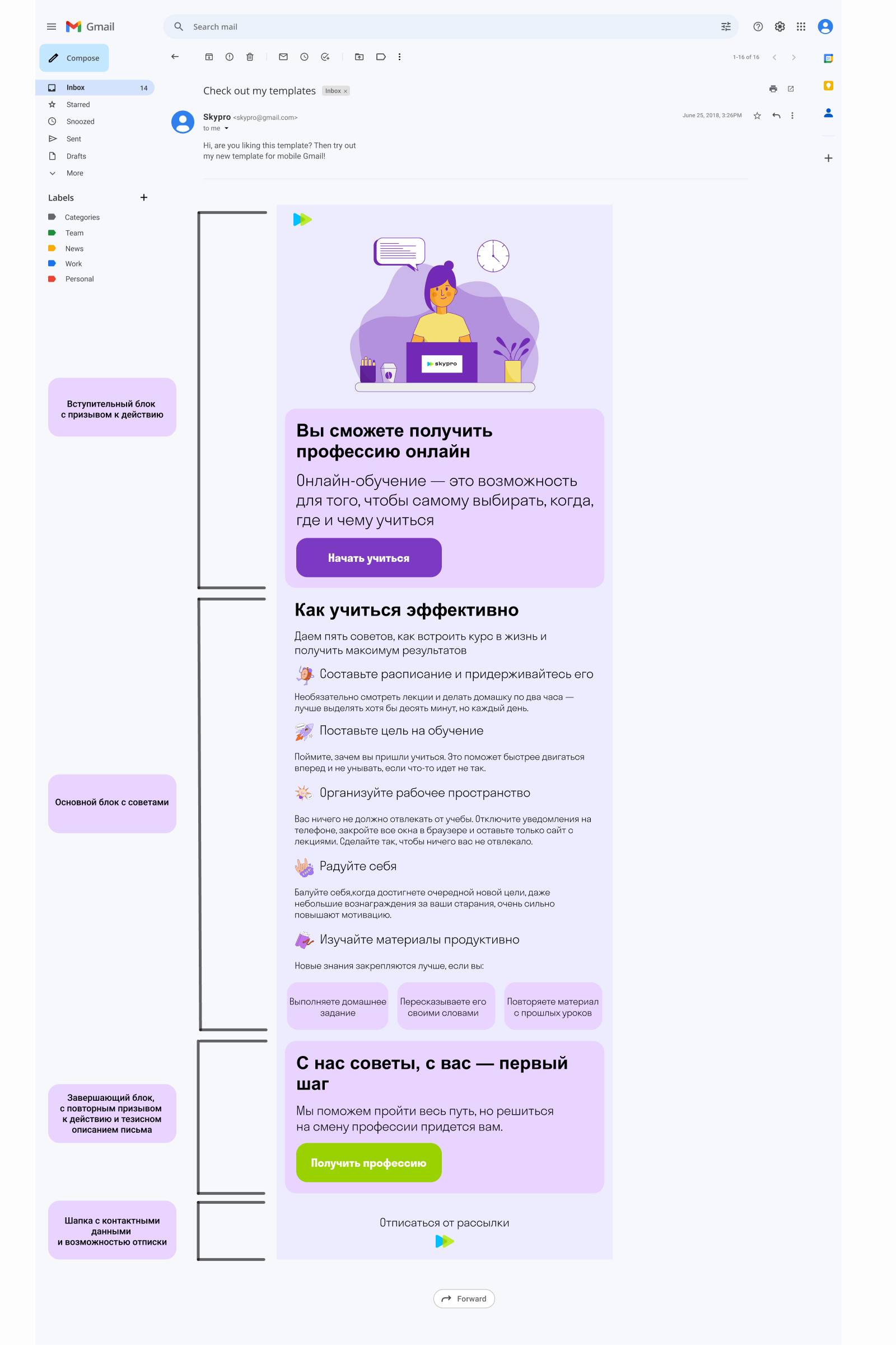 Дизайн Email-рассылки Skypro — Изображение №8 — Интерфейсы, Иллюстрация на Dprofile