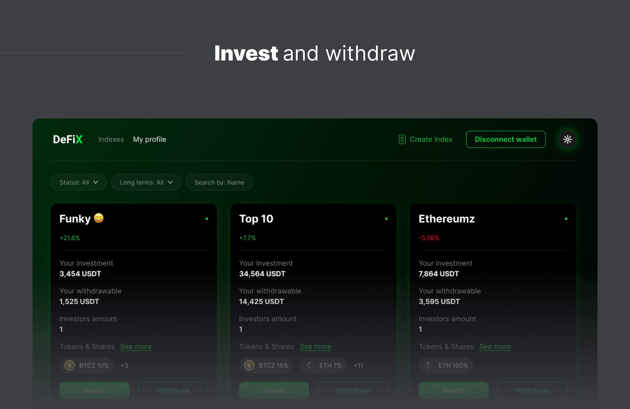 Defix / Crypto indexes — Изображение №4 — Интерфейсы на Dprofile