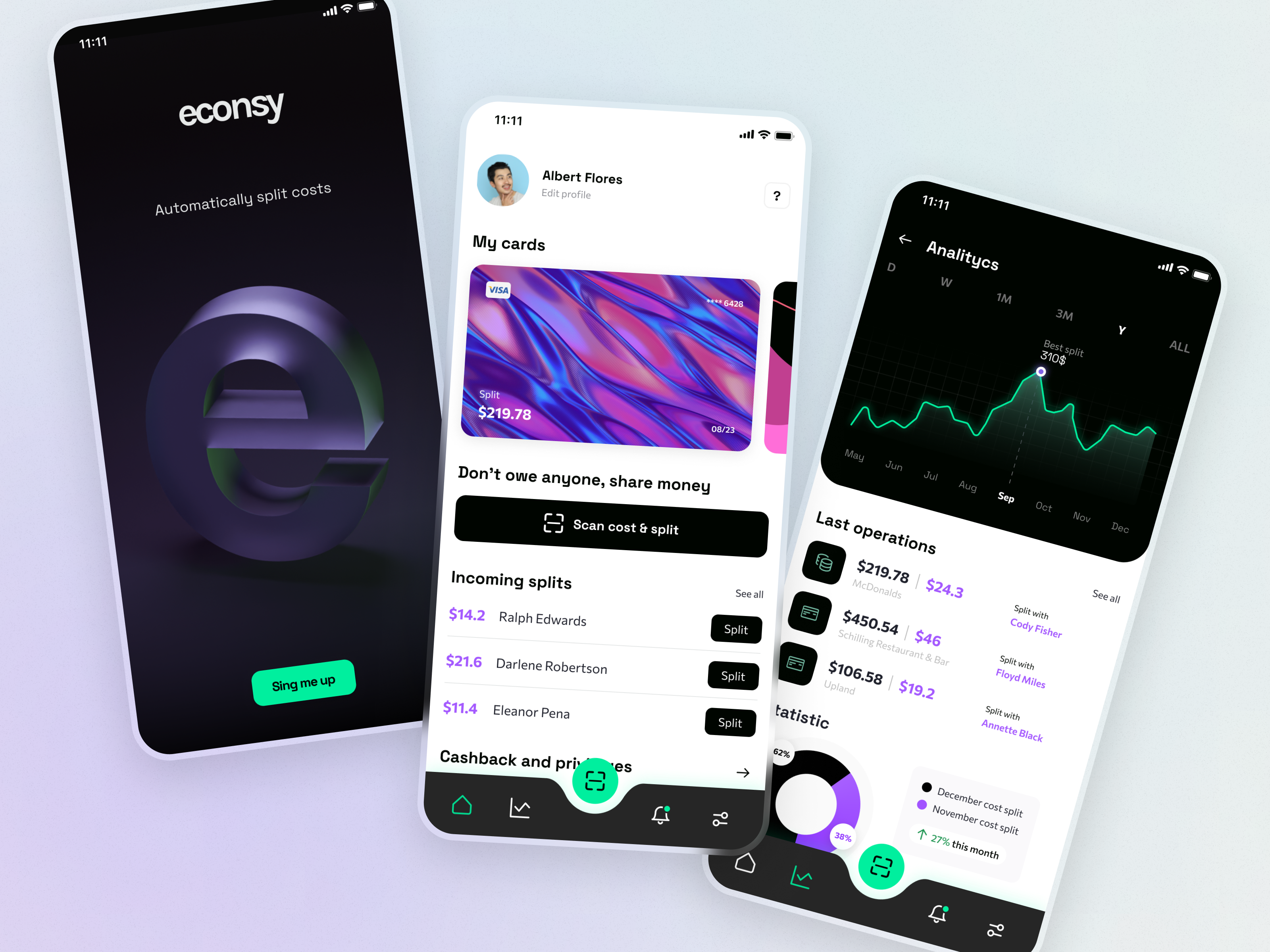 Econsy – Приложение для разделения счета — Изображение №2 — Интерфейсы на Dprofile
