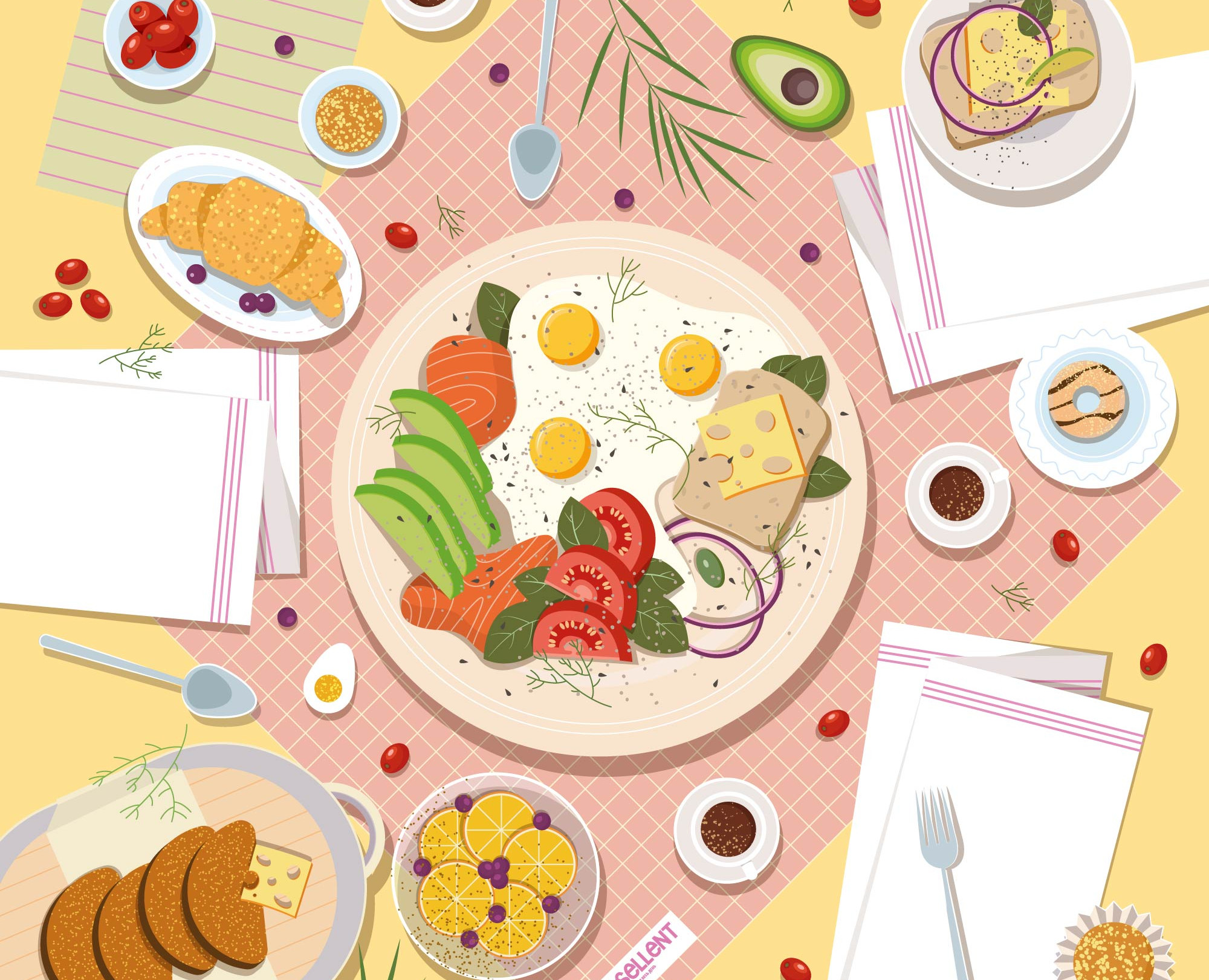 Food Иллюстрации для EGGSELLENT — Брендинг, Иллюстрация на Dprofile