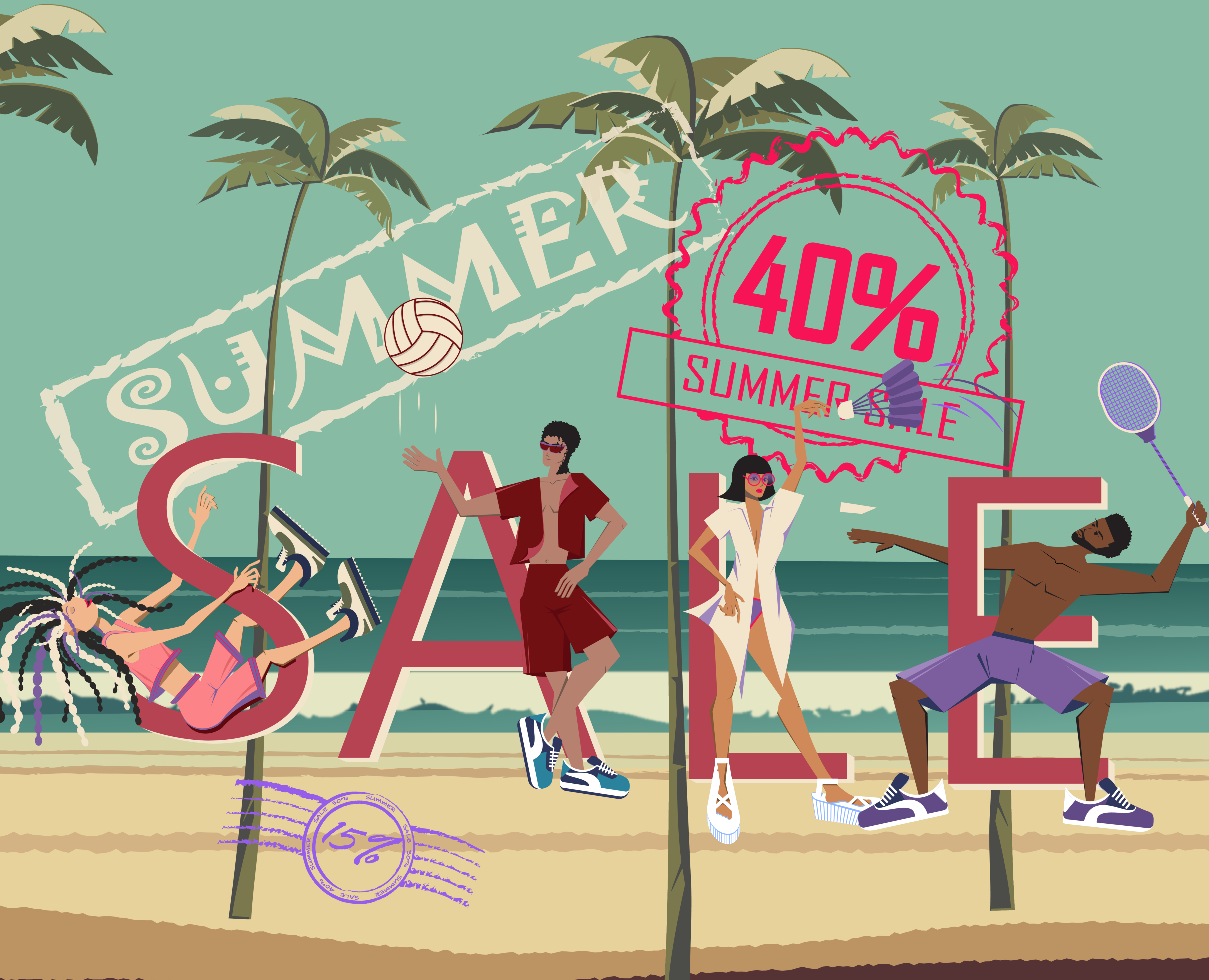 Summer Sale Рекламная иллюстрация — Иллюстрация, Маркетинг на Dprofile