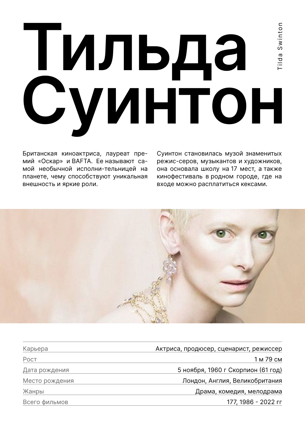 Tilda Swinton poster — Изображение №3 — Интерфейсы, Графика на Dprofile