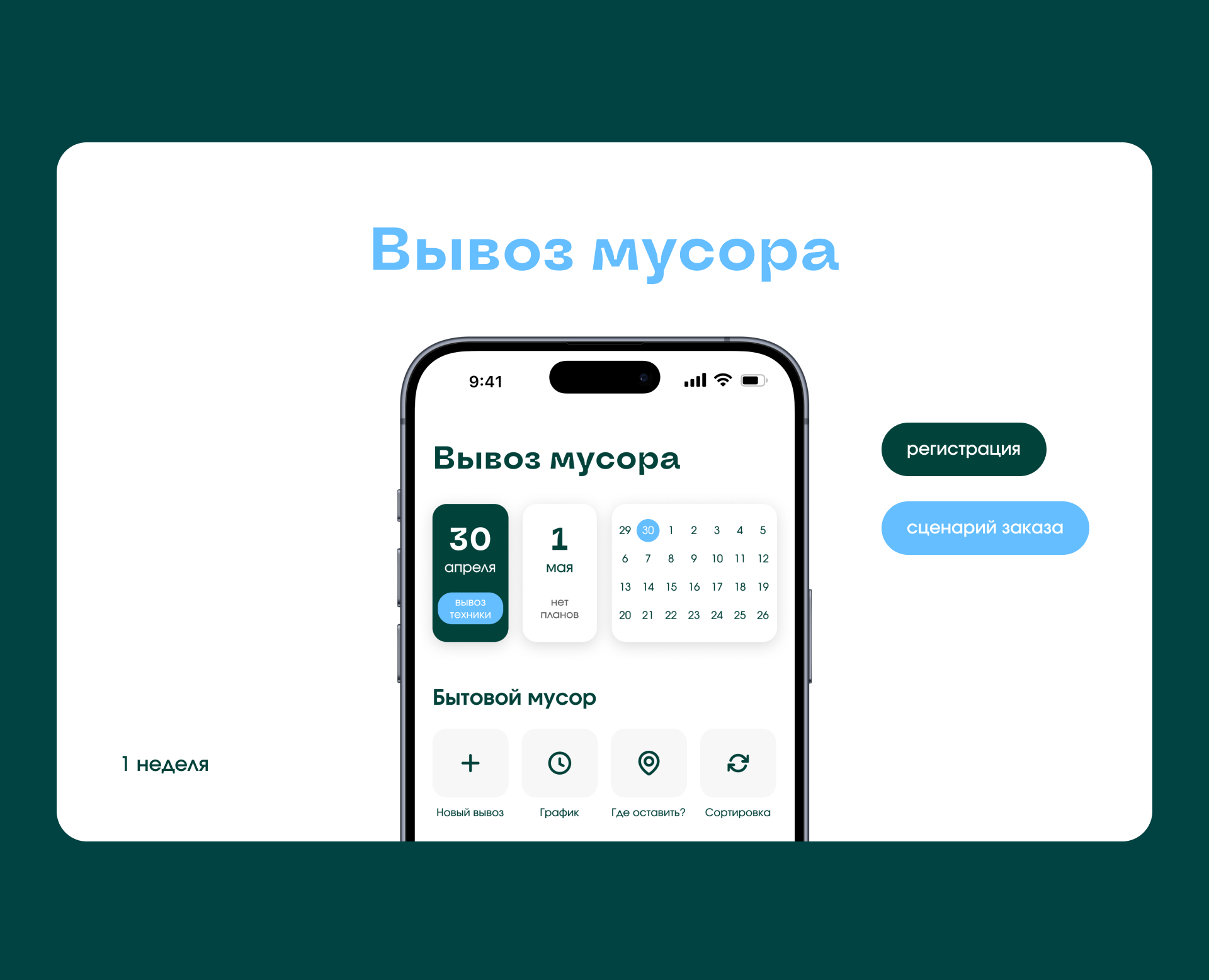 Приложение «Вывоз мусора» на Dprofile