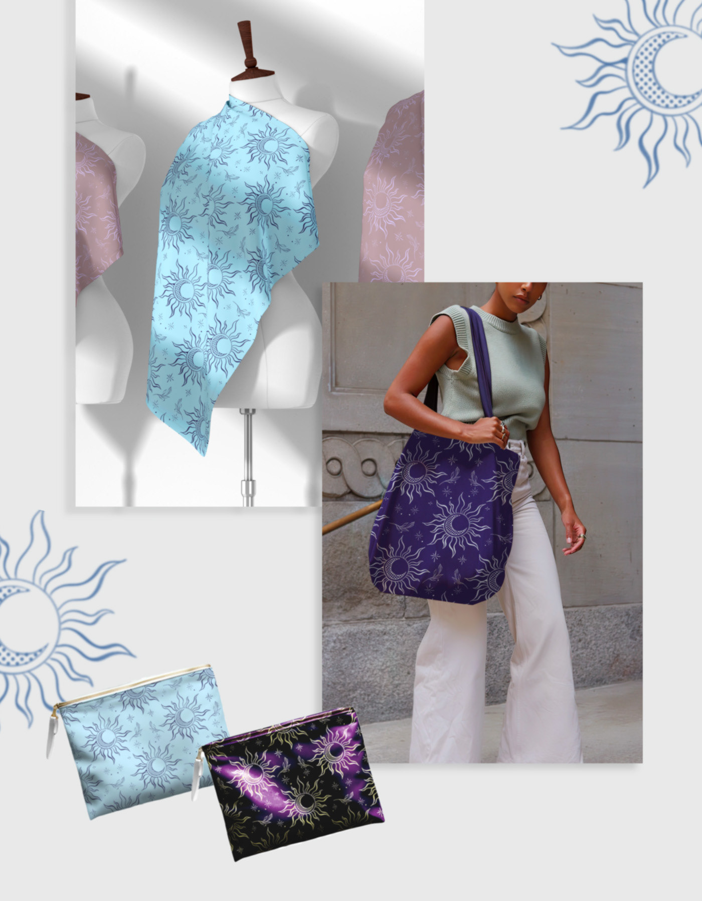 Textile Print Sun & Moon/ Принт для текстиля — Изображение №4 — Брендинг, Иллюстрация на Dprofile