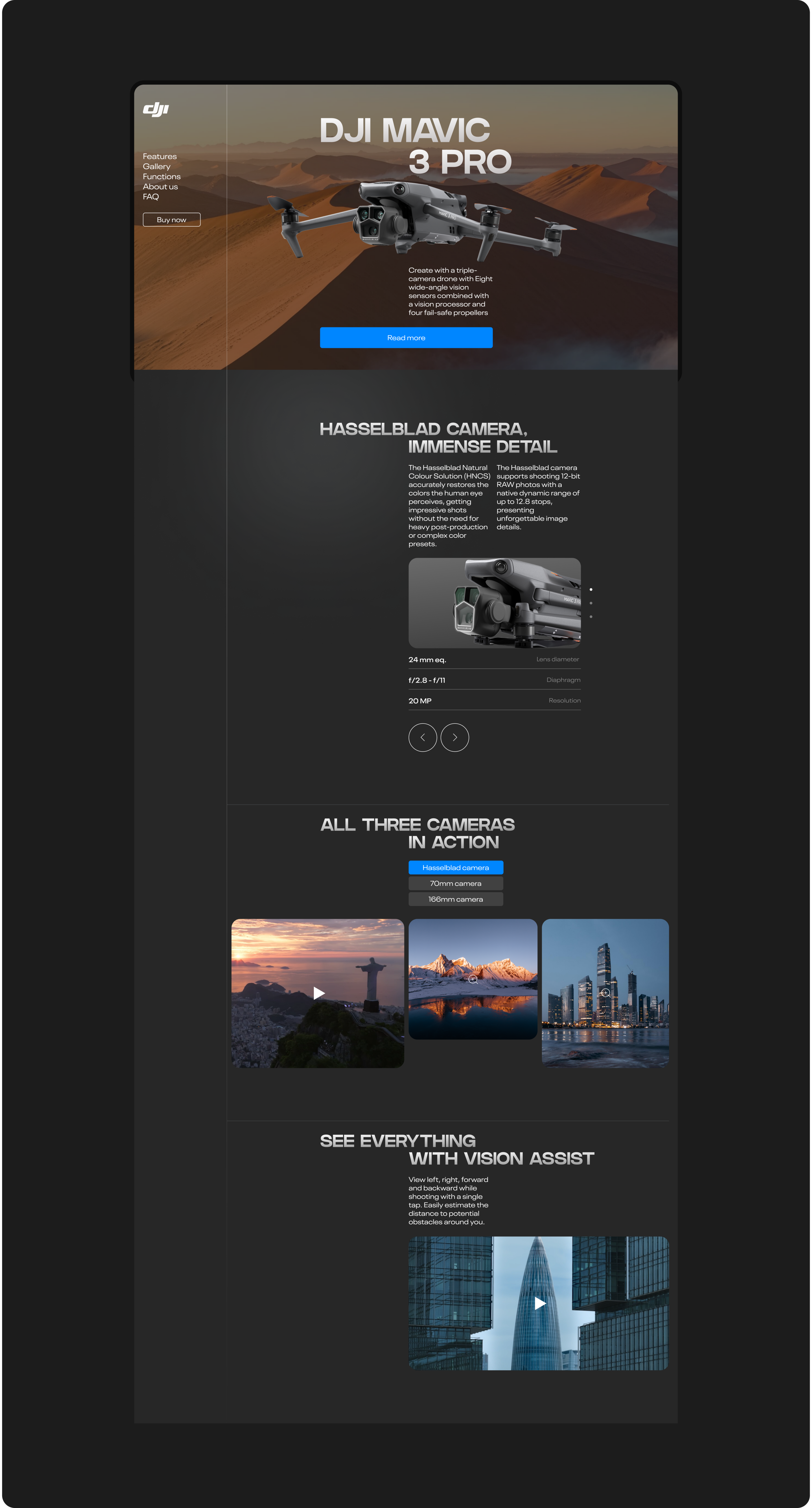 DJI MAVIC 3 PRO | Landing page 2024 — Изображение №3 — Интерфейсы, Анимация на Dprofile