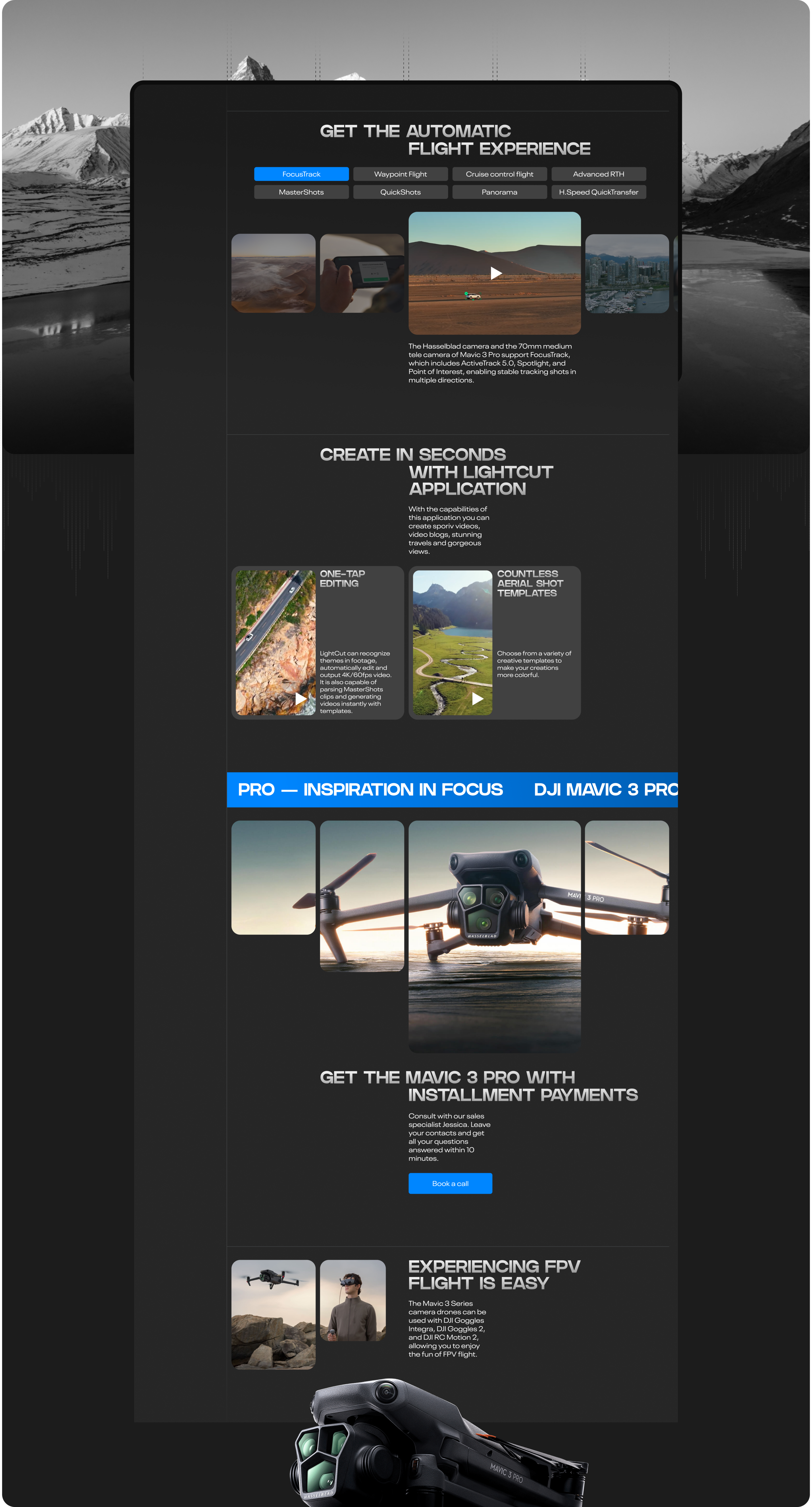 DJI MAVIC 3 PRO | Landing page 2024 — Изображение №6 — Интерфейсы, Анимация на Dprofile