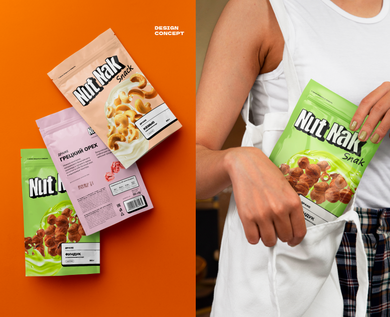 Nut Nak Snak — айдентика, упаковка — Брендинг на Dprofile