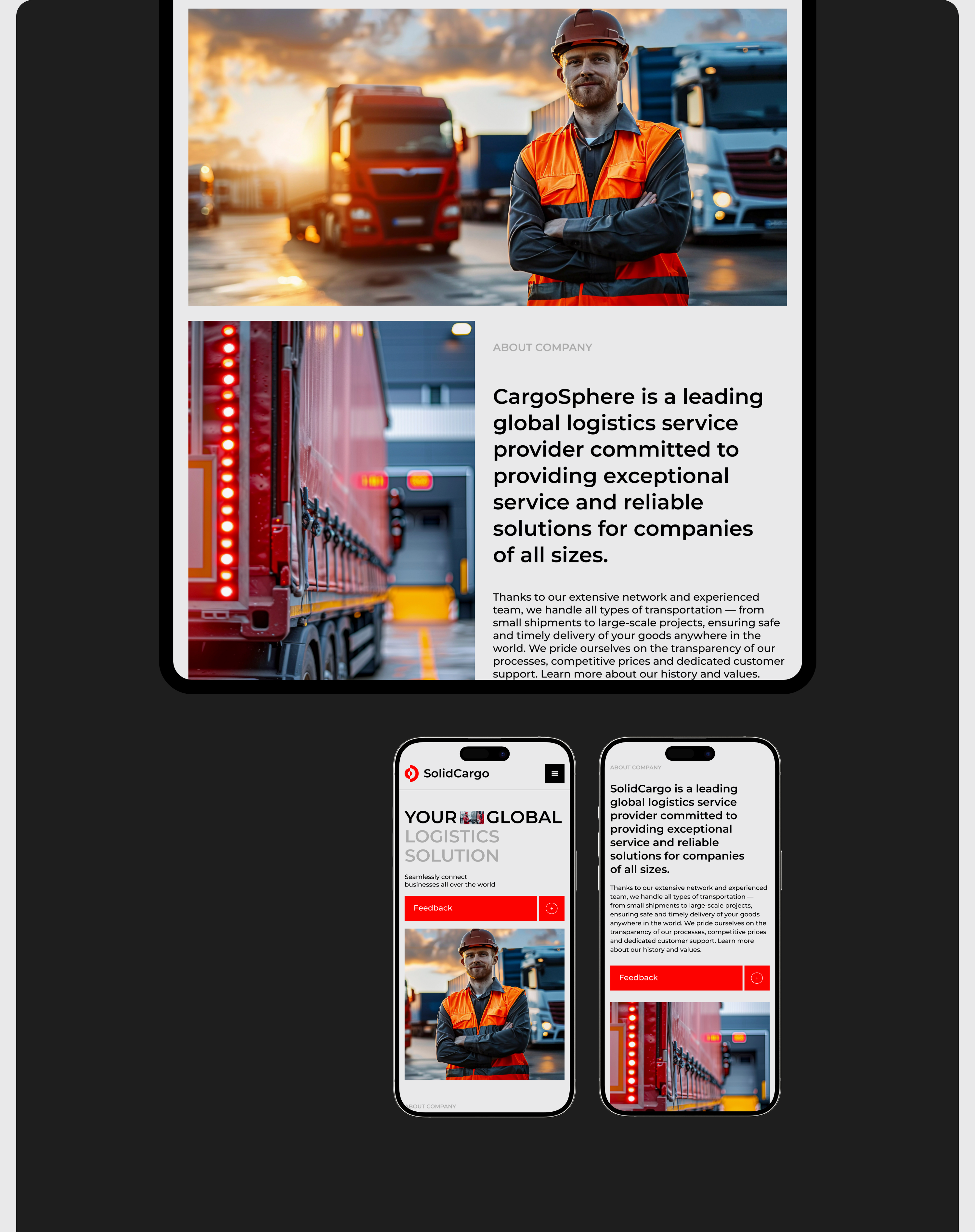 Транспортная компания "SolidCargo" — Изображение №2 — Интерфейсы на Dprofile