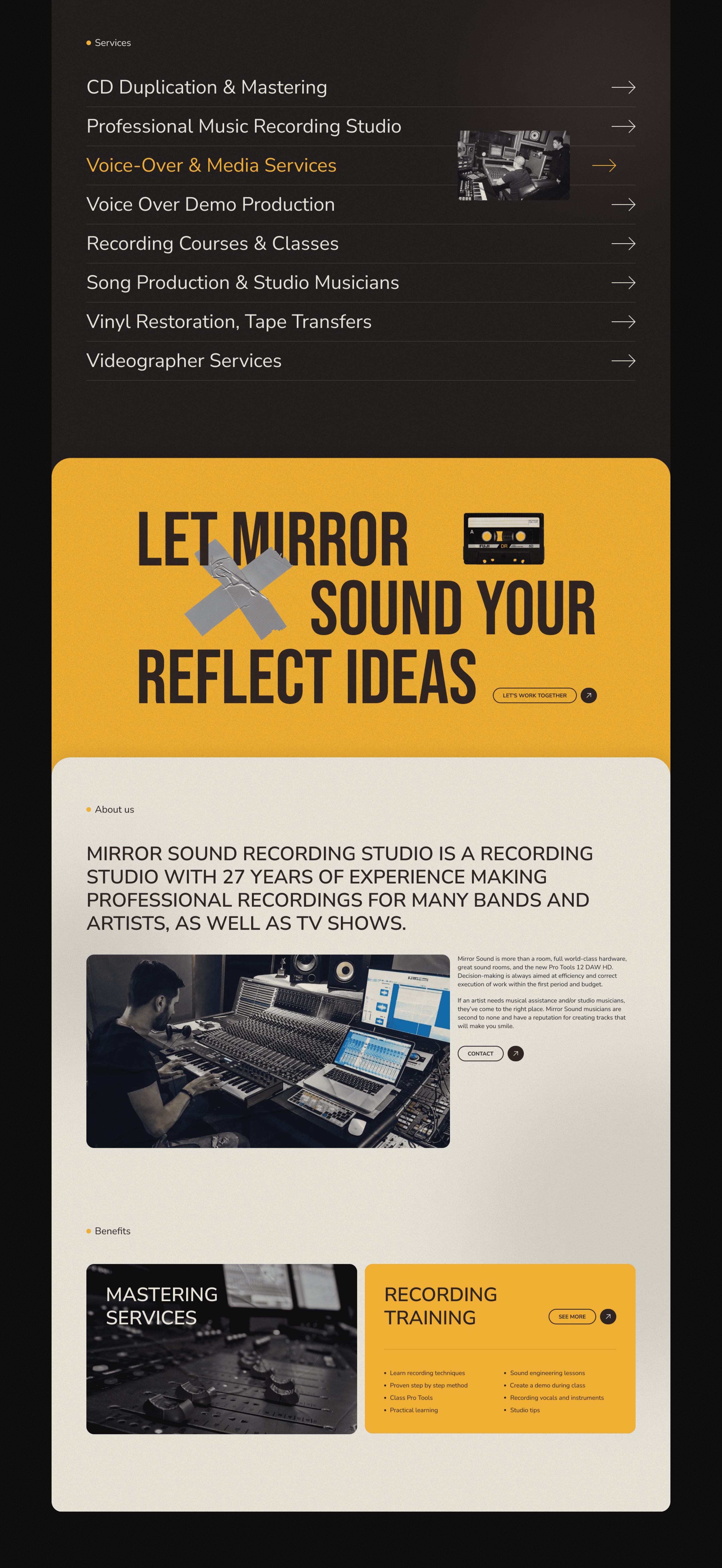 Mirror sound studio — concept — Изображение №5 — Интерфейсы, Анимация на Dprofile