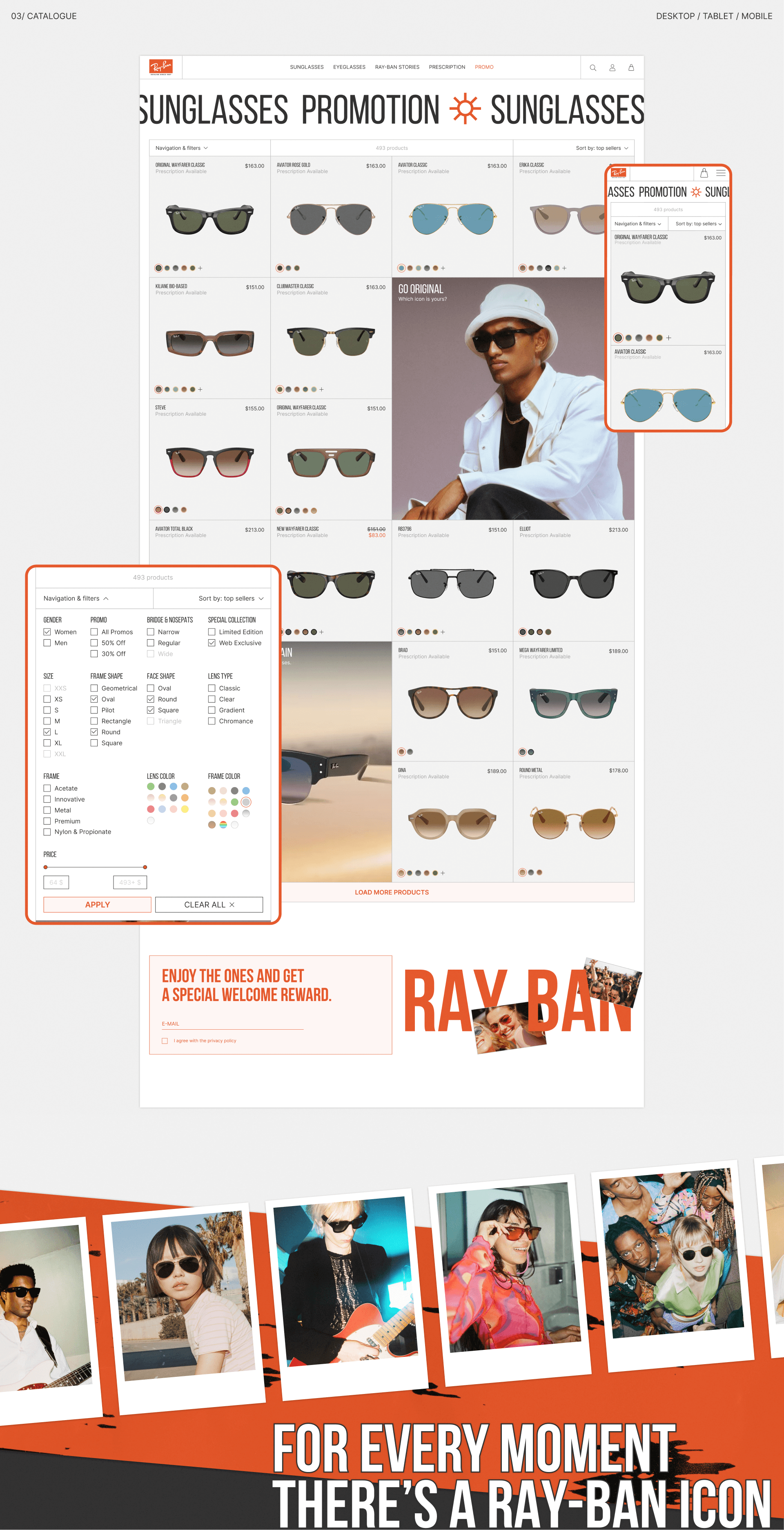 Ray Ban® | E-commerce Redesign Concept — Изображение №4 — Интерфейсы, Графика на Dprofile