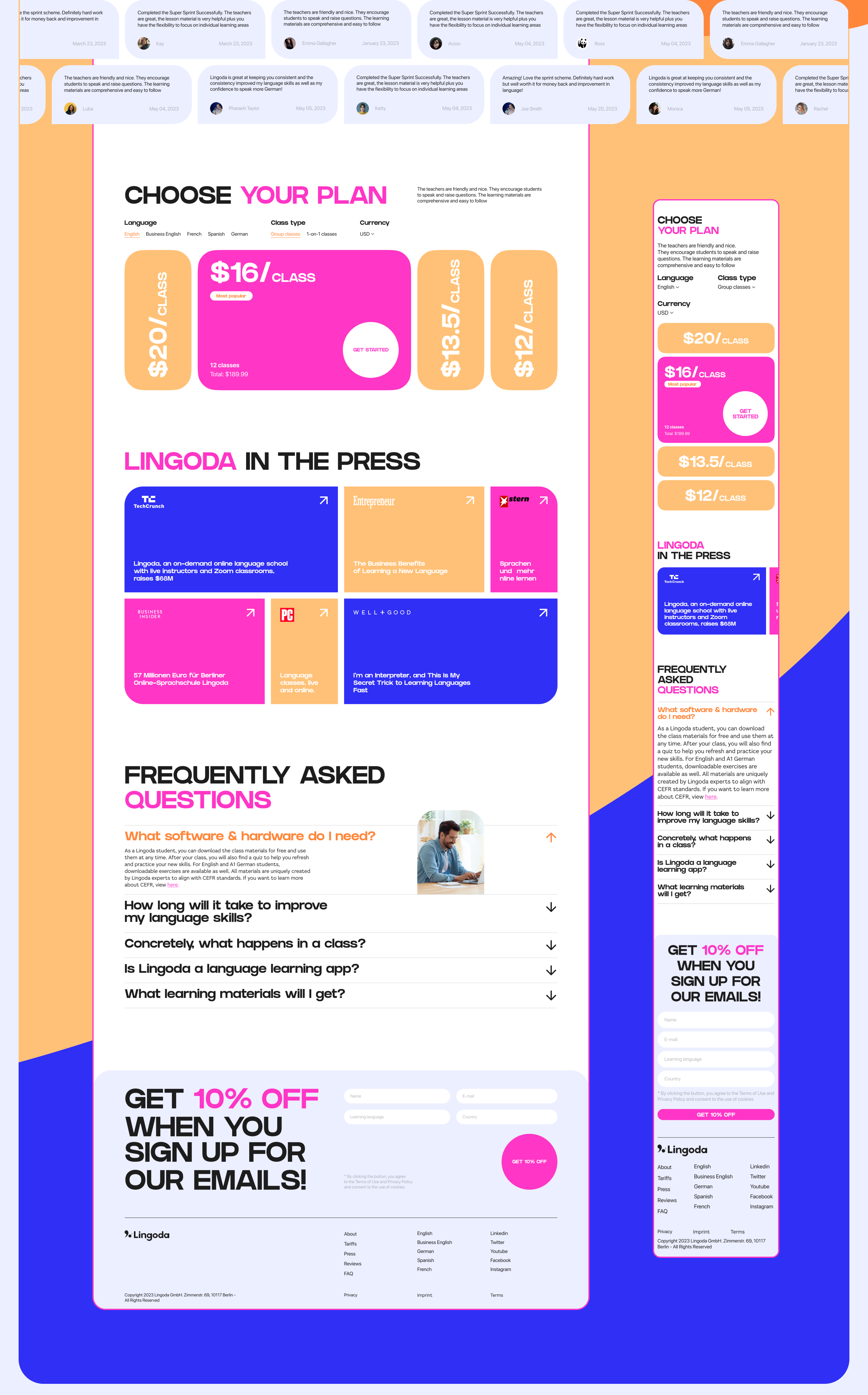 Lingoda Language School | Landing Redesign — Изображение №5 — Интерфейсы на Dprofile