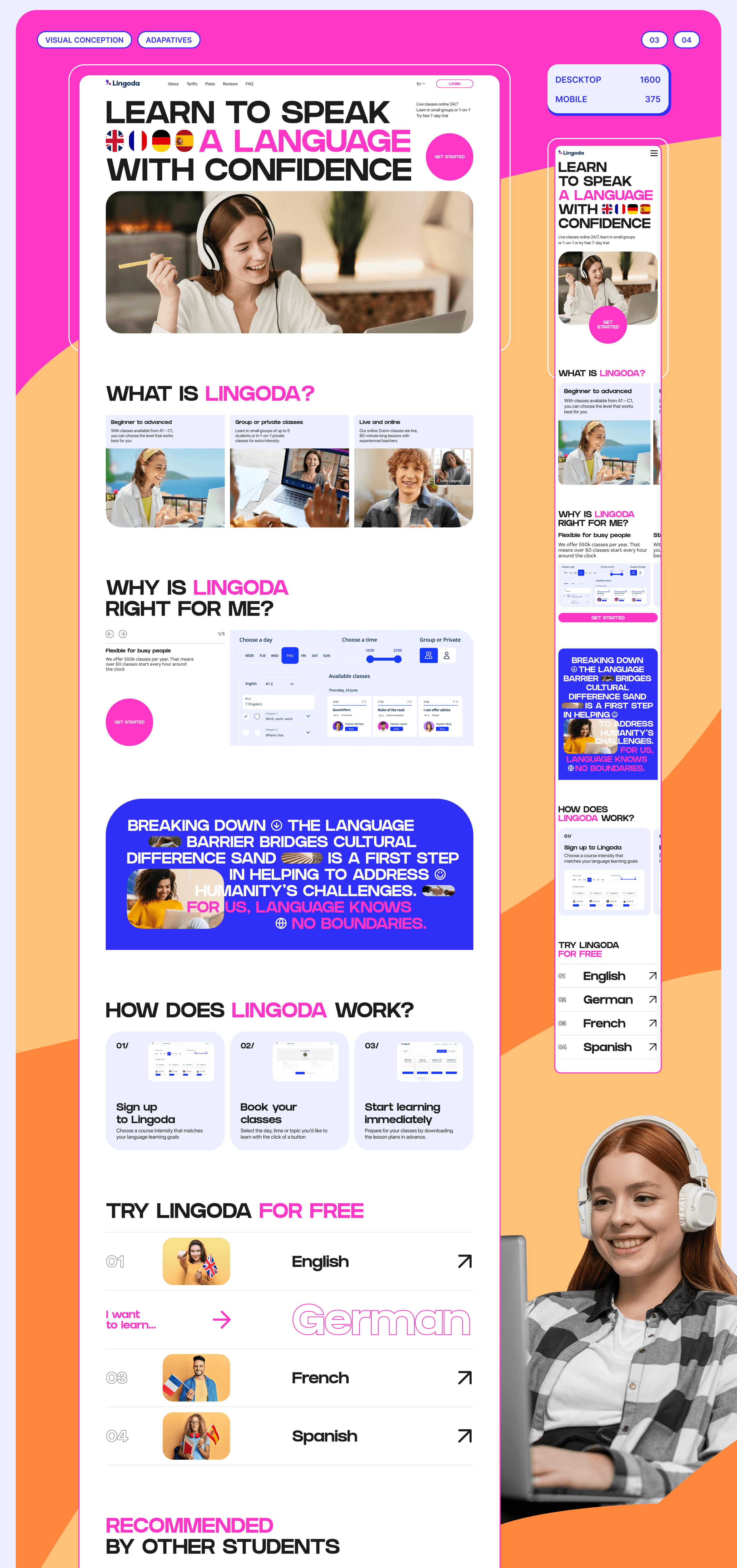 Lingoda Language School | Landing Redesign — Изображение №4 — Интерфейсы на Dprofile