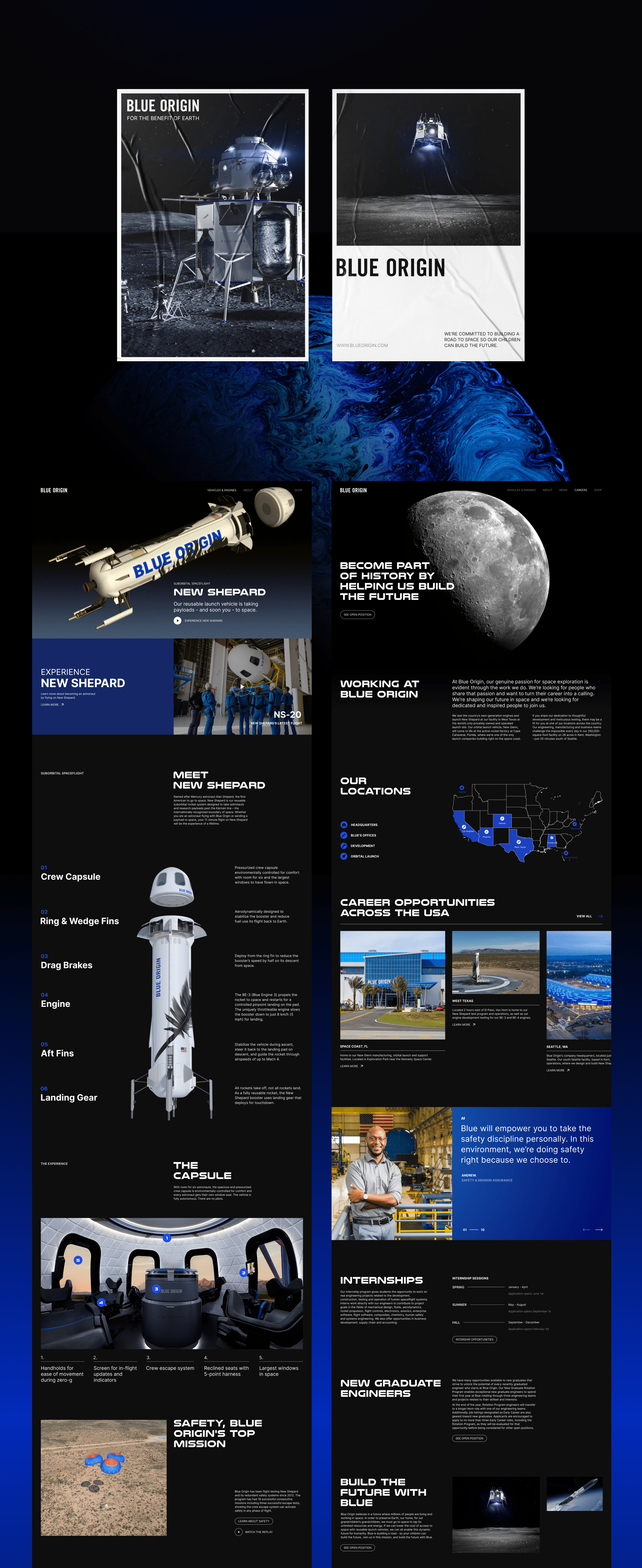 BLUE ORIGIN| Corporate website redesign — Изображение №3 — Интерфейсы, Брендинг на Dprofile