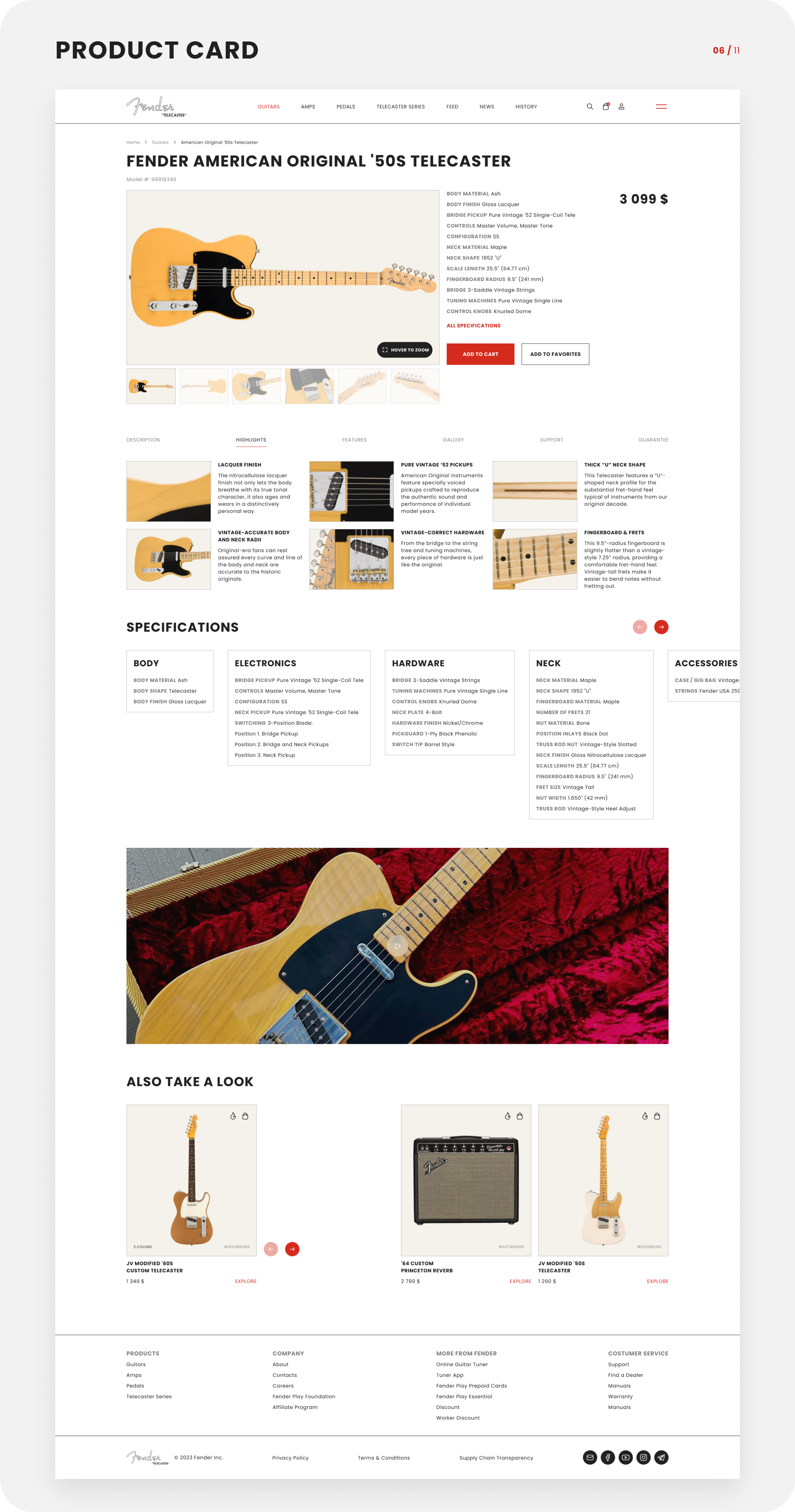 FENDER TELECASTER • ONLINE STORE CONCEPT — Изображение №8 — Интерфейсы на Dprofile