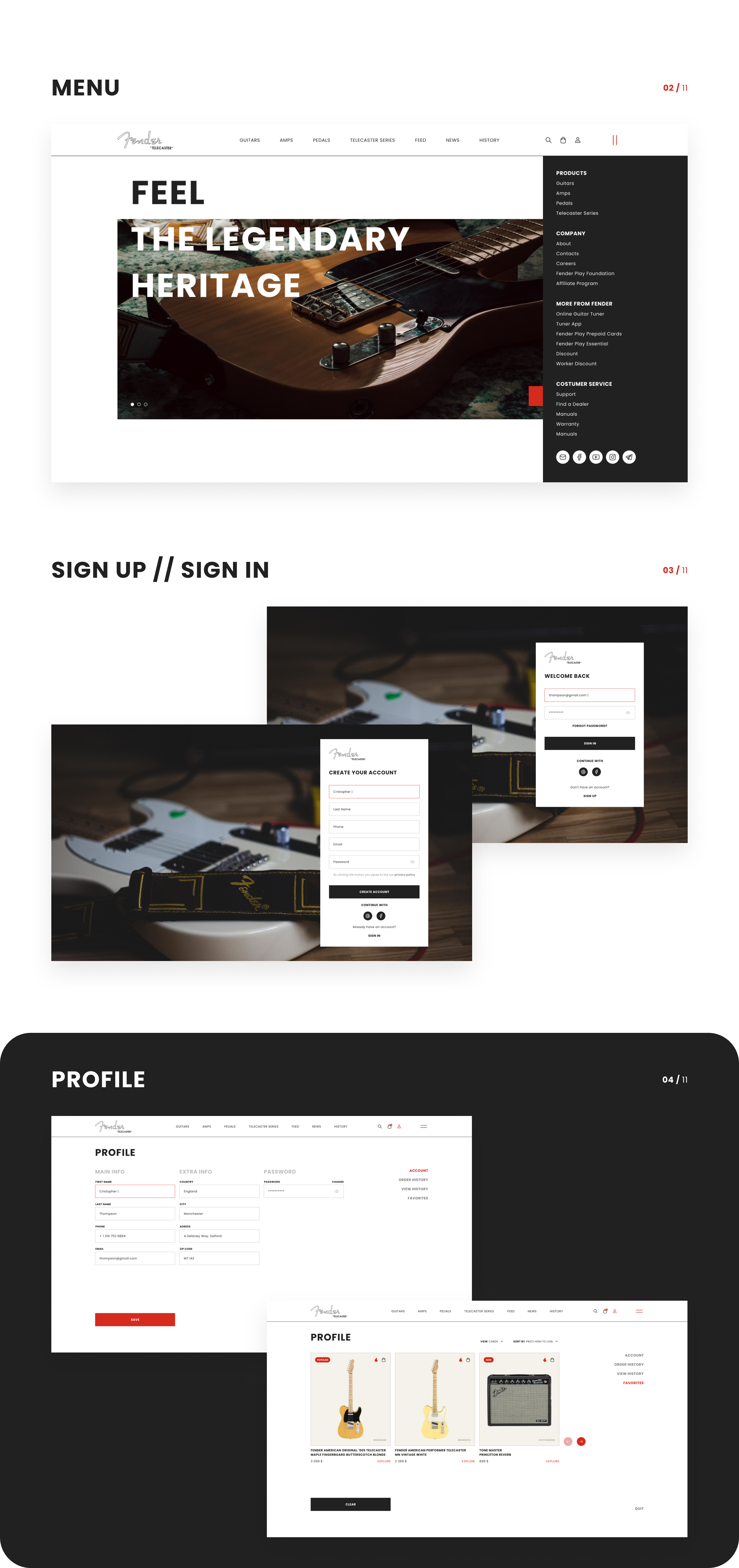 FENDER TELECASTER • ONLINE STORE CONCEPT — Изображение №6 — Интерфейсы на Dprofile