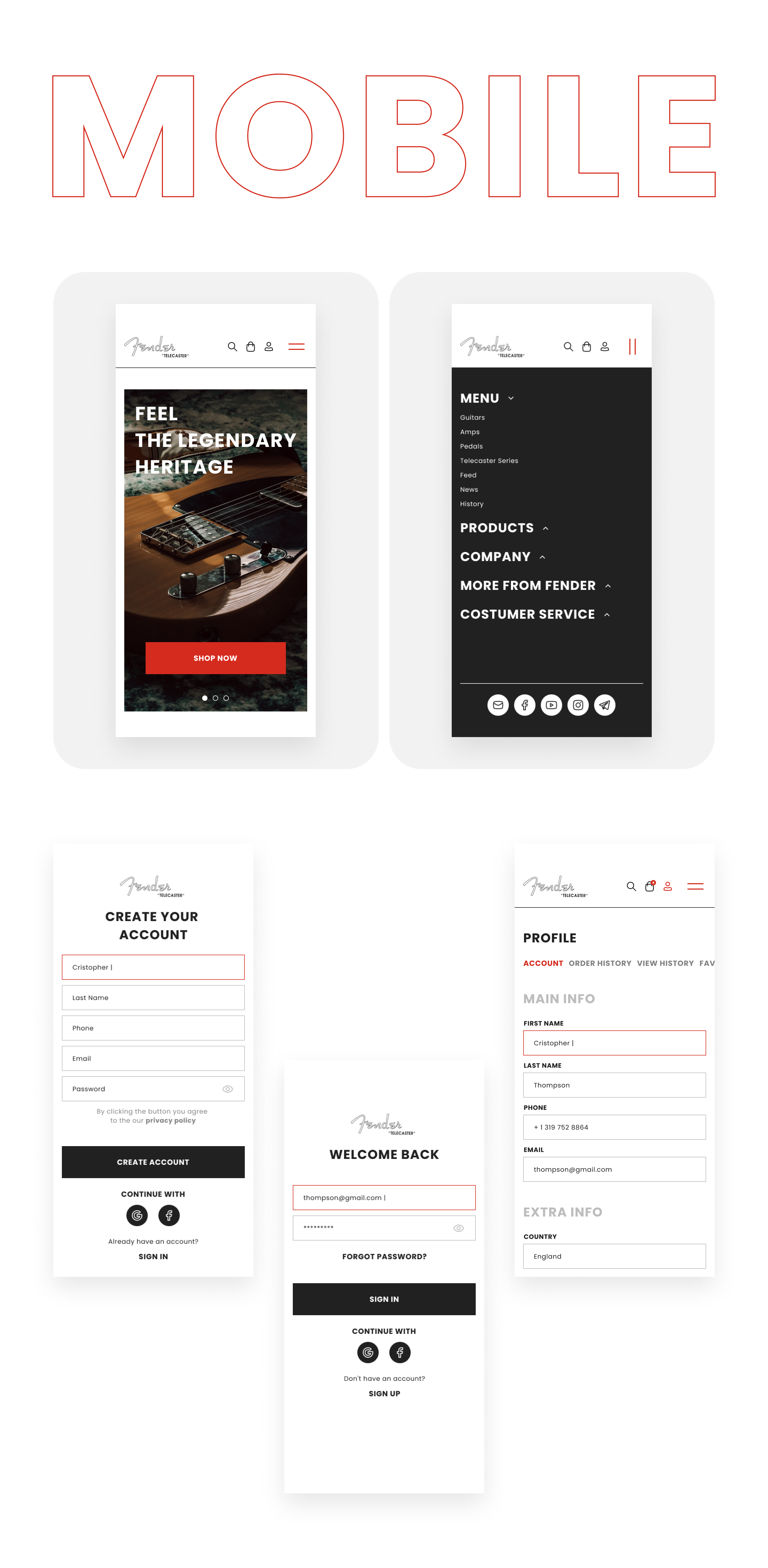FENDER TELECASTER • ONLINE STORE CONCEPT — Изображение №13 — Интерфейсы на Dprofile
