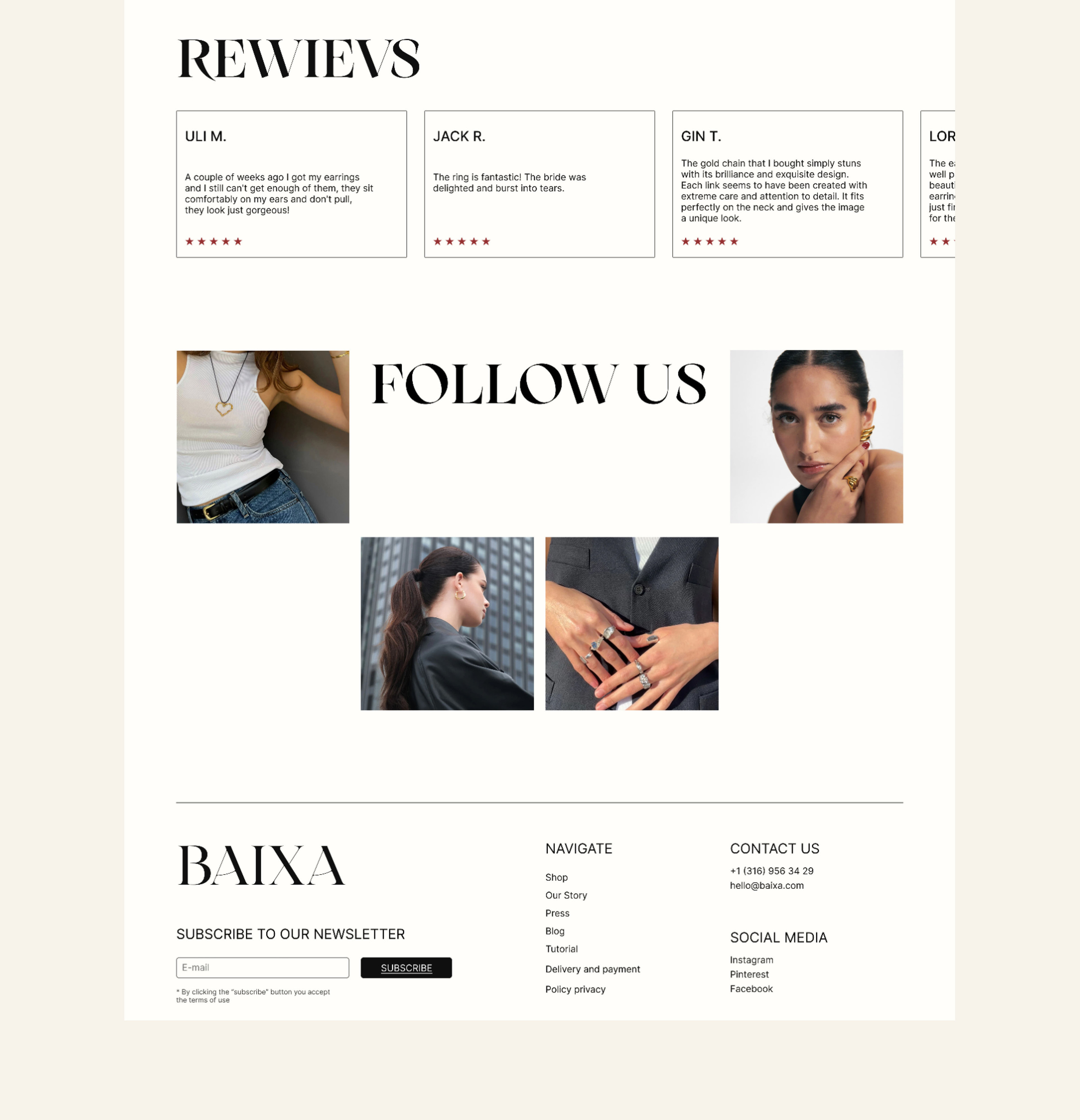 Online jewelry store BAIXA — Изображение №9 — Интерфейсы на Dprofile