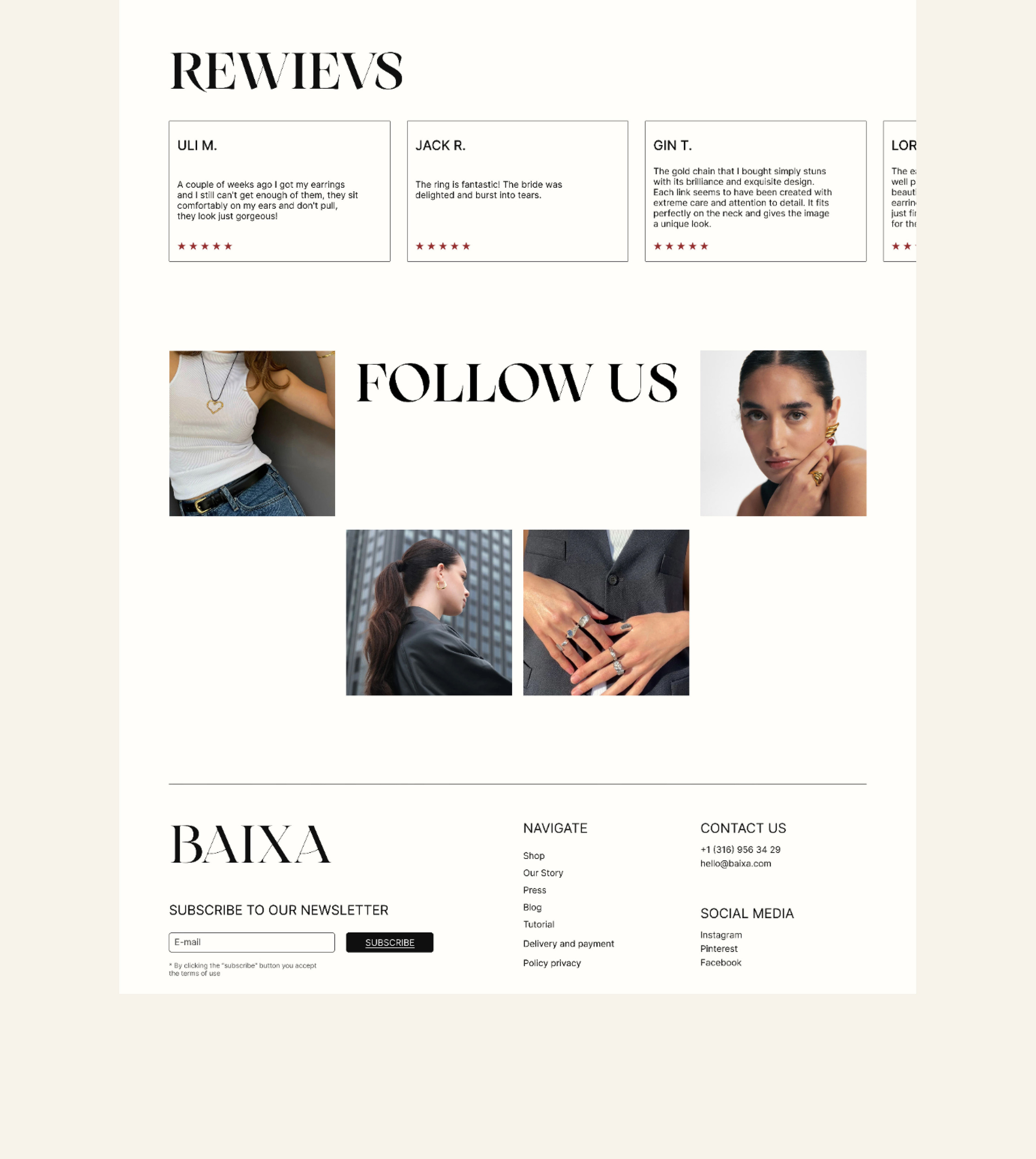 Online jewelry store BAIXA — Изображение №5 — Интерфейсы на Dprofile