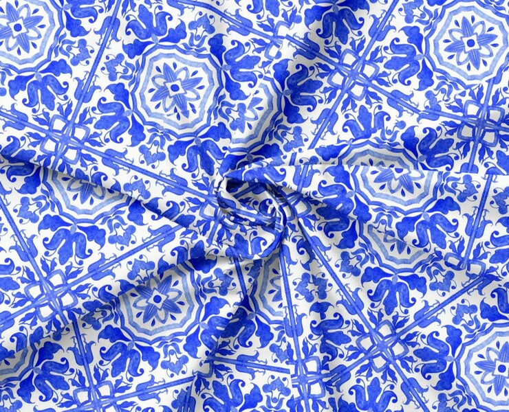 Azulejos (Portuguese blue tiles) seamless pattern. — Иллюстрация на Dprofile